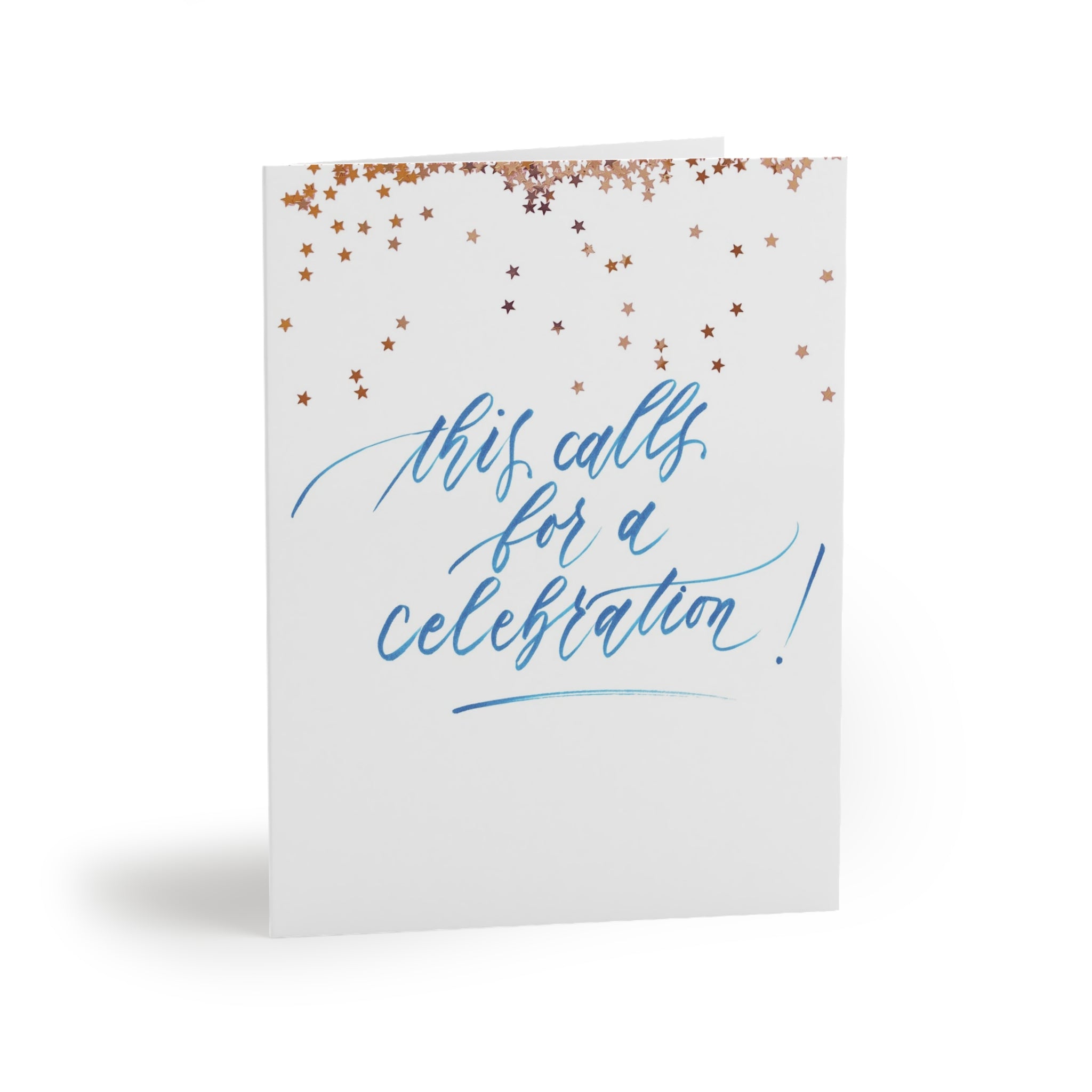 "This Calls For a Celebration" Blue Script Congratulations Happy Birthday Greeting Card - Celebrations #01