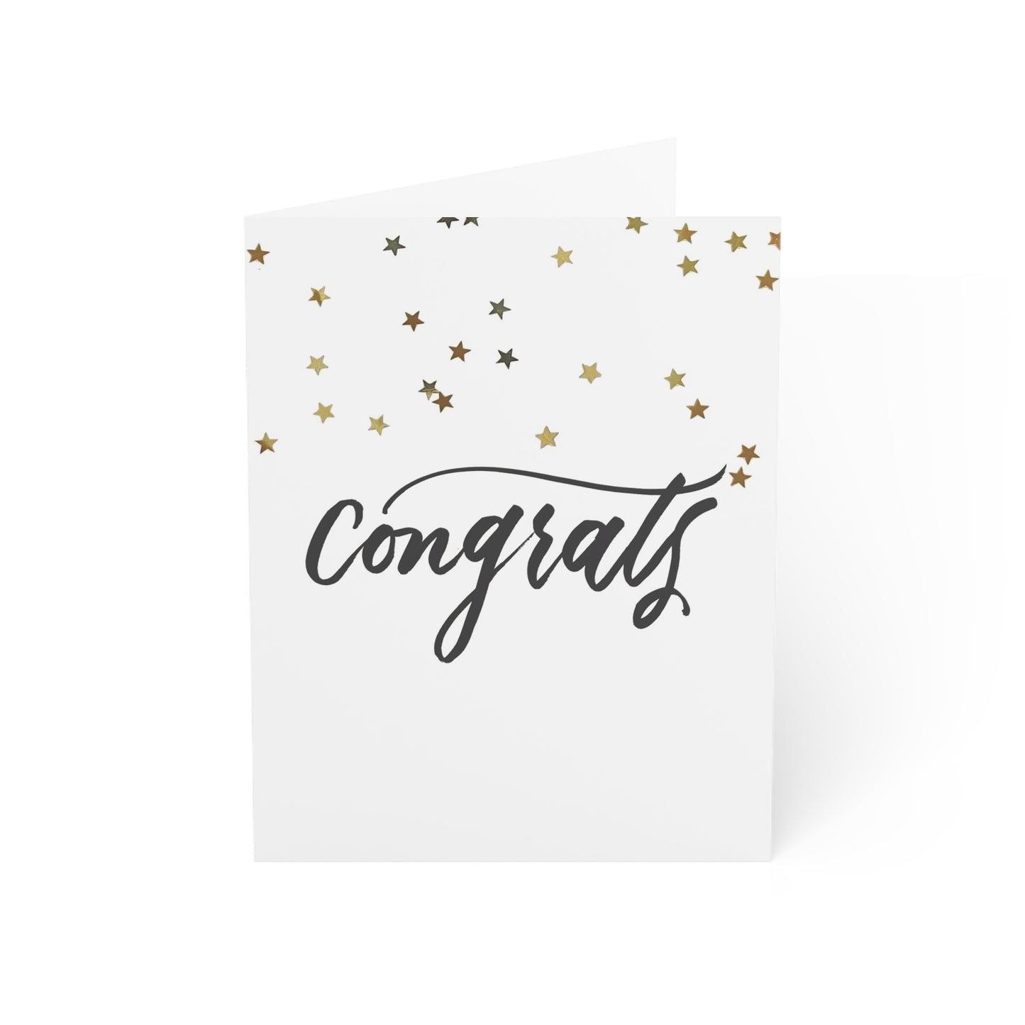 "Congrats" Black Script Gold Stars Congratulations Greeting Card - Celebrations #02