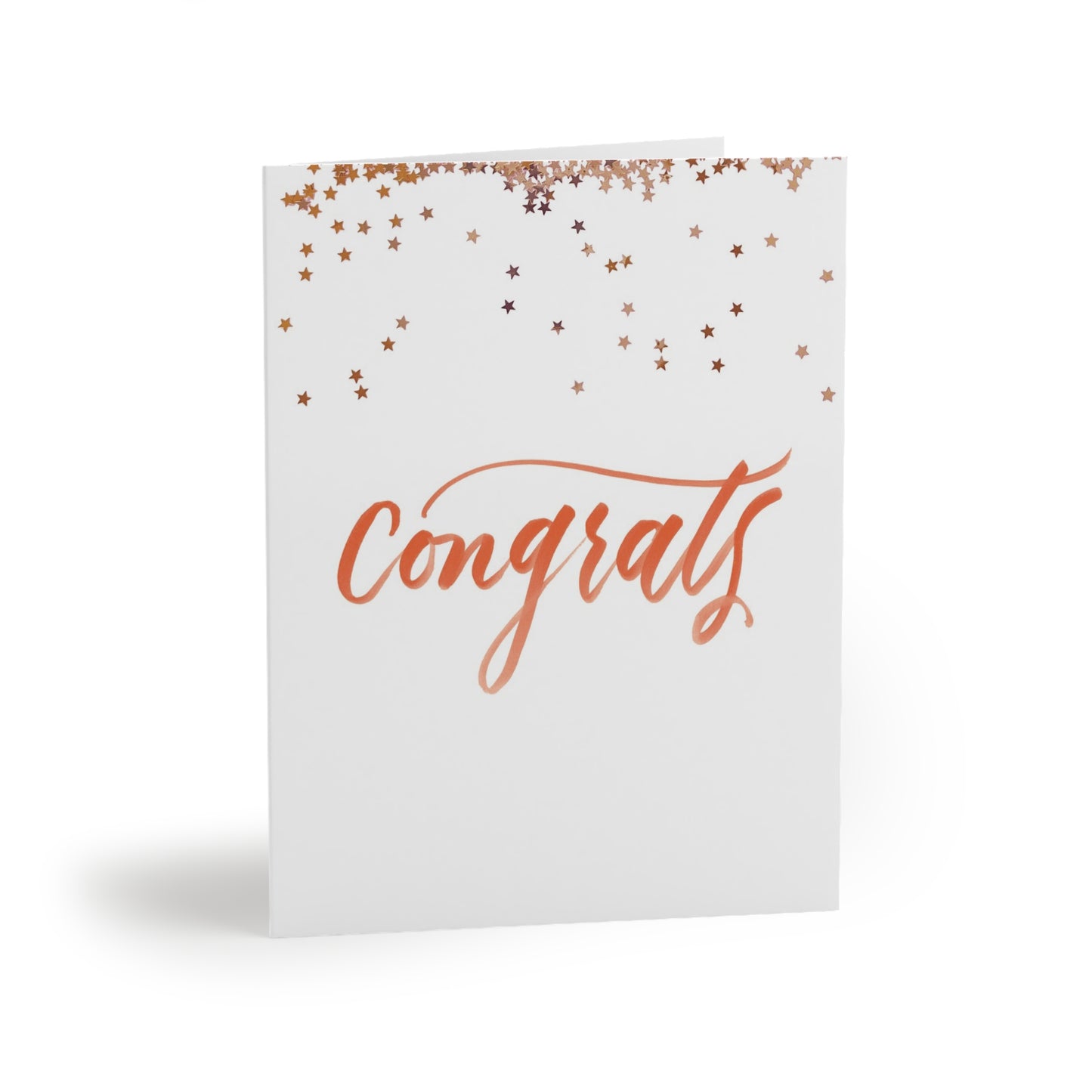 "Congrats" Orange Script Rose Gold Stars Congratulations Greeting Card - Celebrations #03