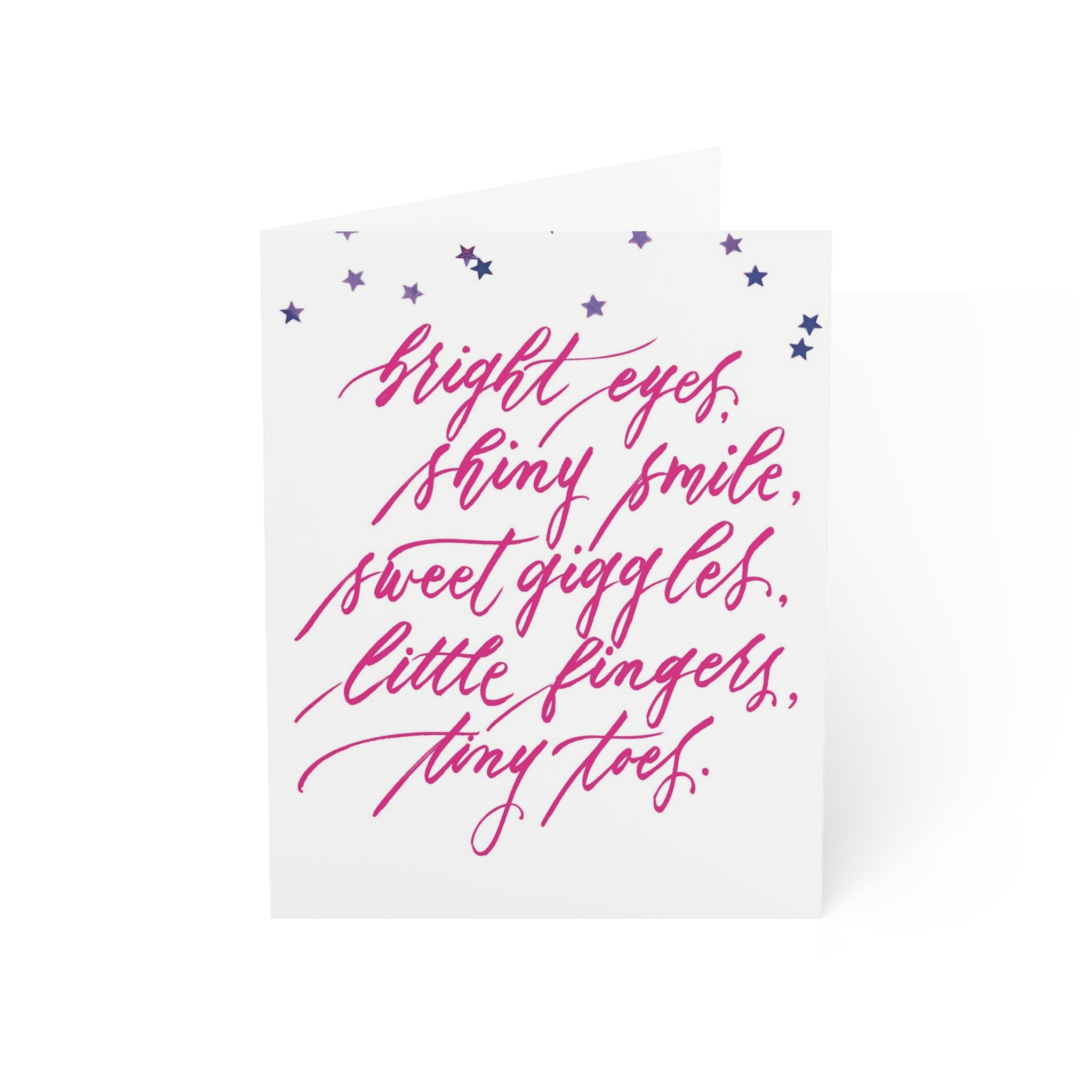 "Tiny Toes" New Baby Pink Script Congratulations Greeting Card - Celebrations #04