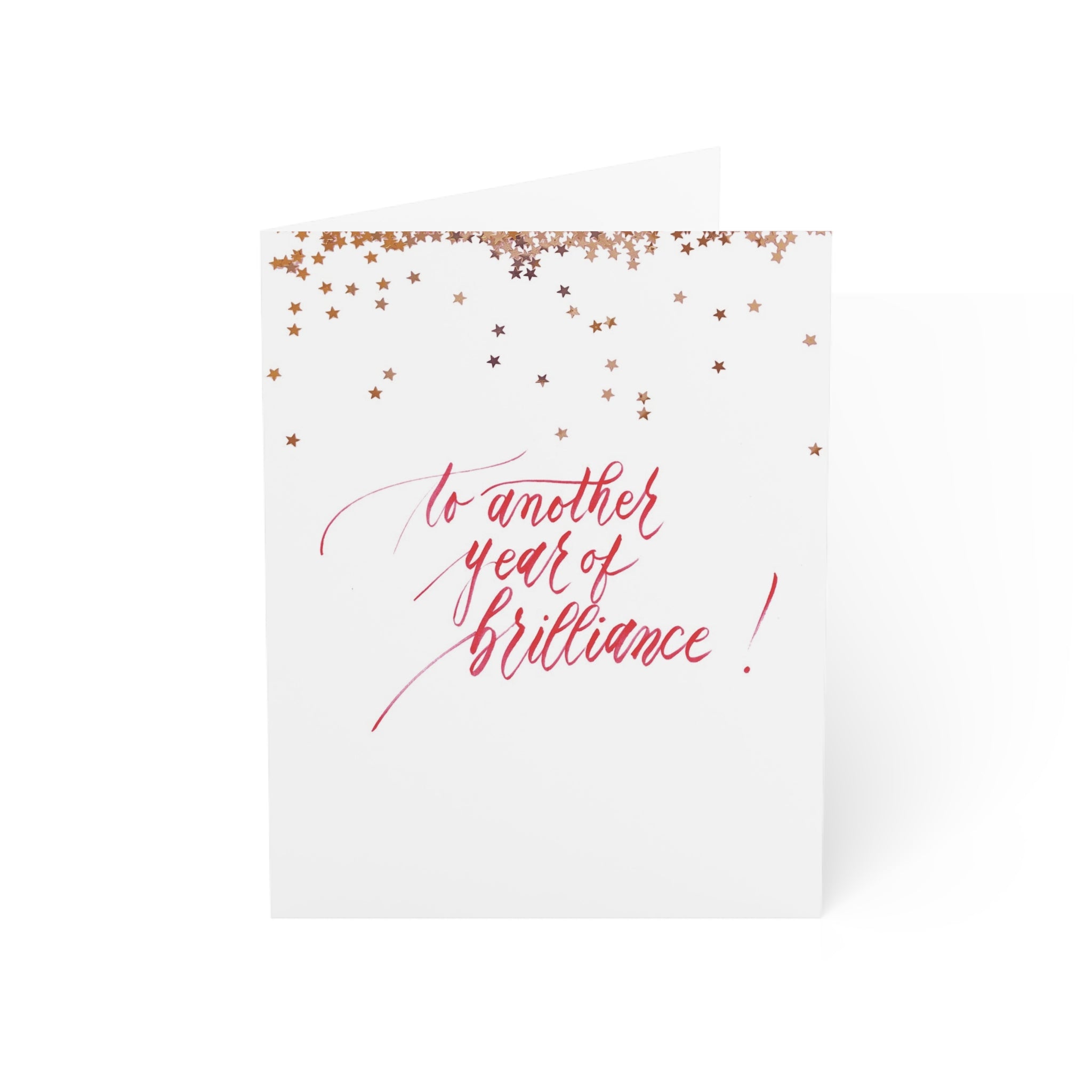 "To Another Year of Brilliance" Red Script Happy Birthday Greeting Card - Celebrations #06