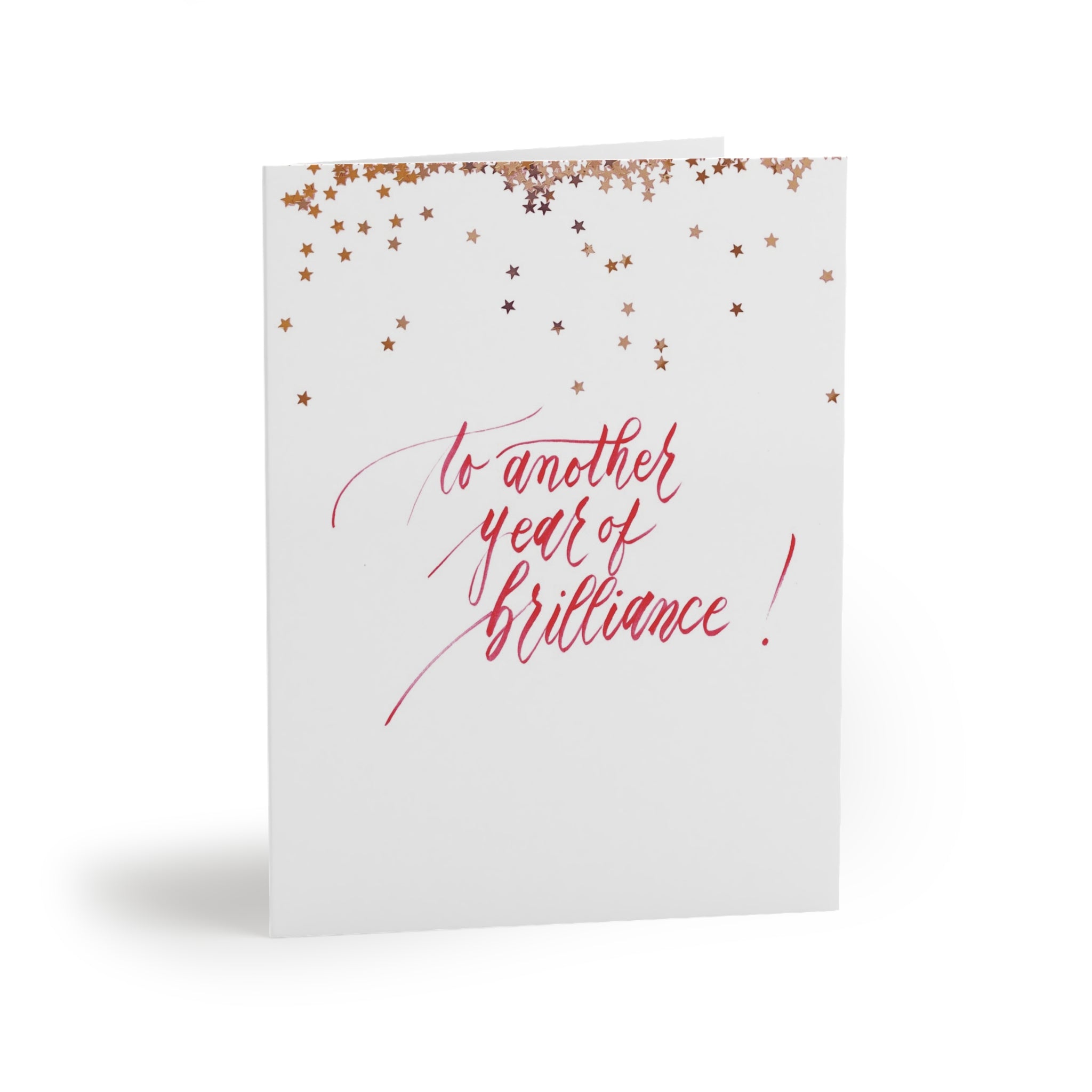 "To Another Year of Brilliance" Red Script Happy Birthday Greeting Card - Celebrations #06