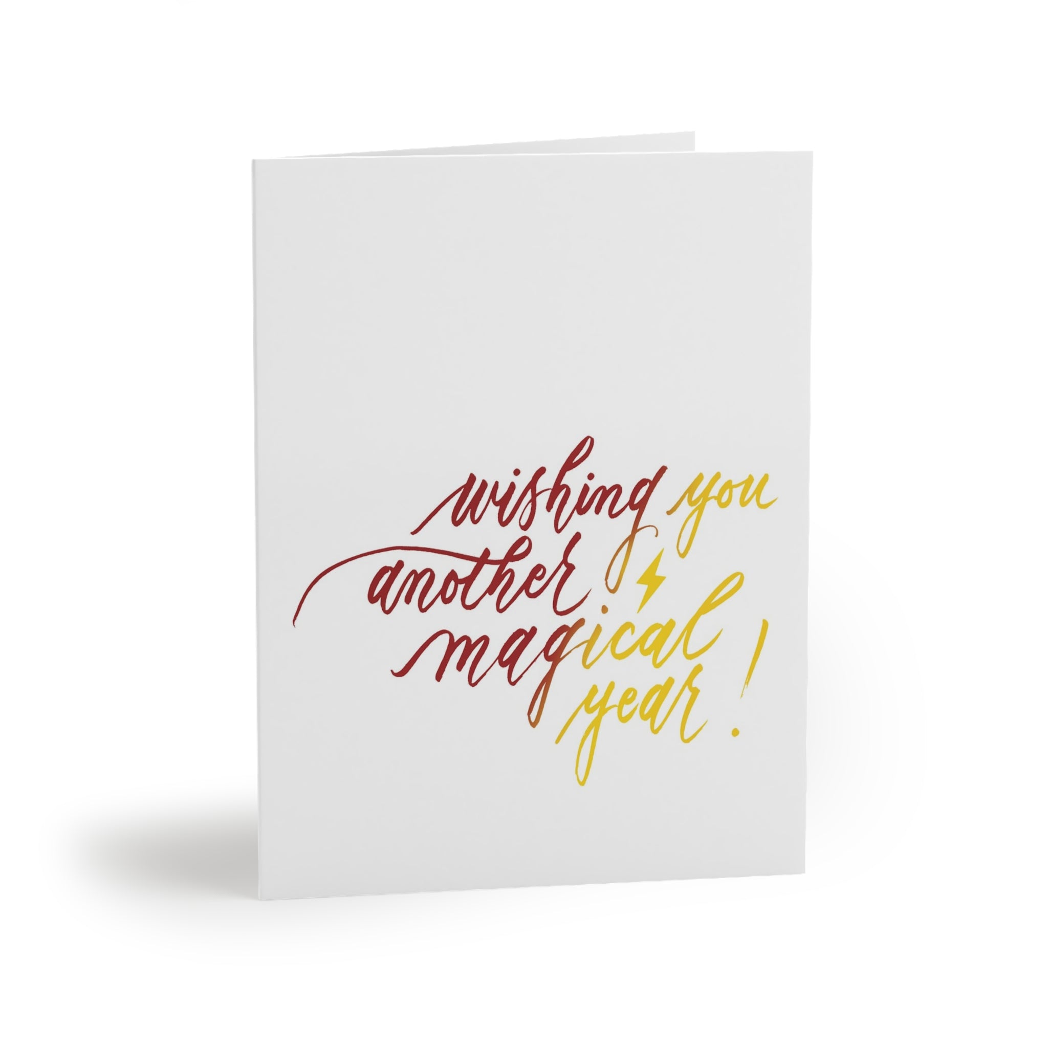 "Wishing You Another Magical Year" Gryffindor Hogwarts-Inspired Maroon & Yellow Script Happy Birthday Greeting Card - Celebrations #08