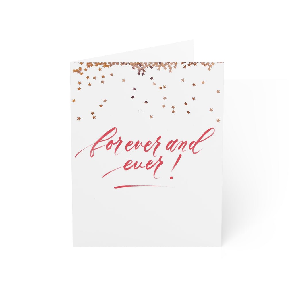 "Forever and Ever" Red Script Wedding Marriage Anniversary Greeting Card - Celebrations #09