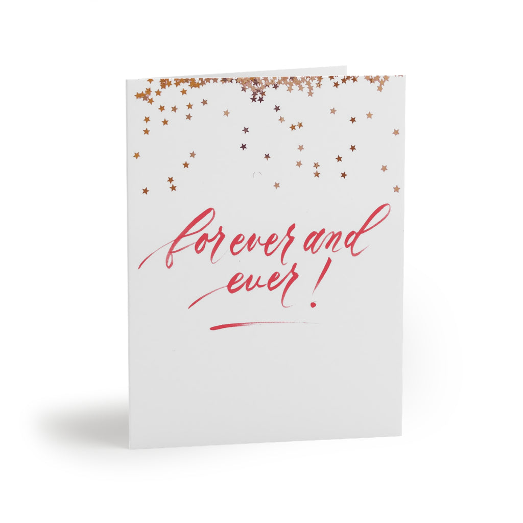 "Forever and Ever" Red Script Wedding Marriage Anniversary Greeting Card - Celebrations #09