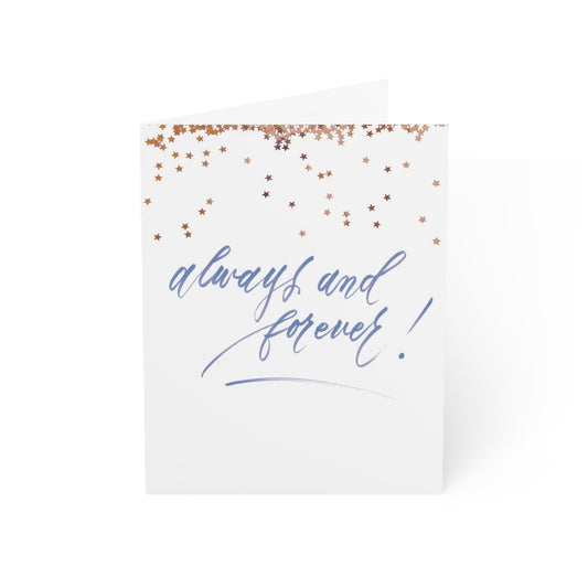 "Always and Forever" Periwinkle Script Wedding Marriage Anniversary Greeting Card - Celebrations #10