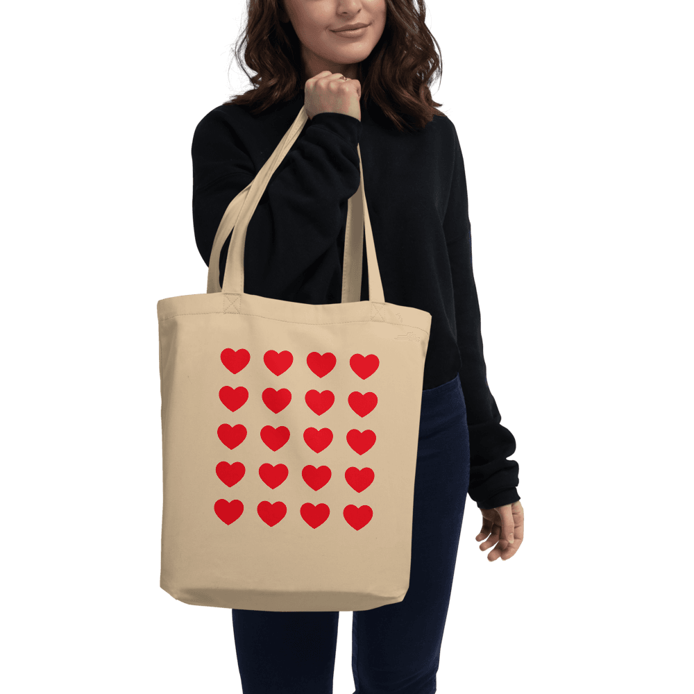 Red Hearts Eco Tote Bag - Dear Daughters Design