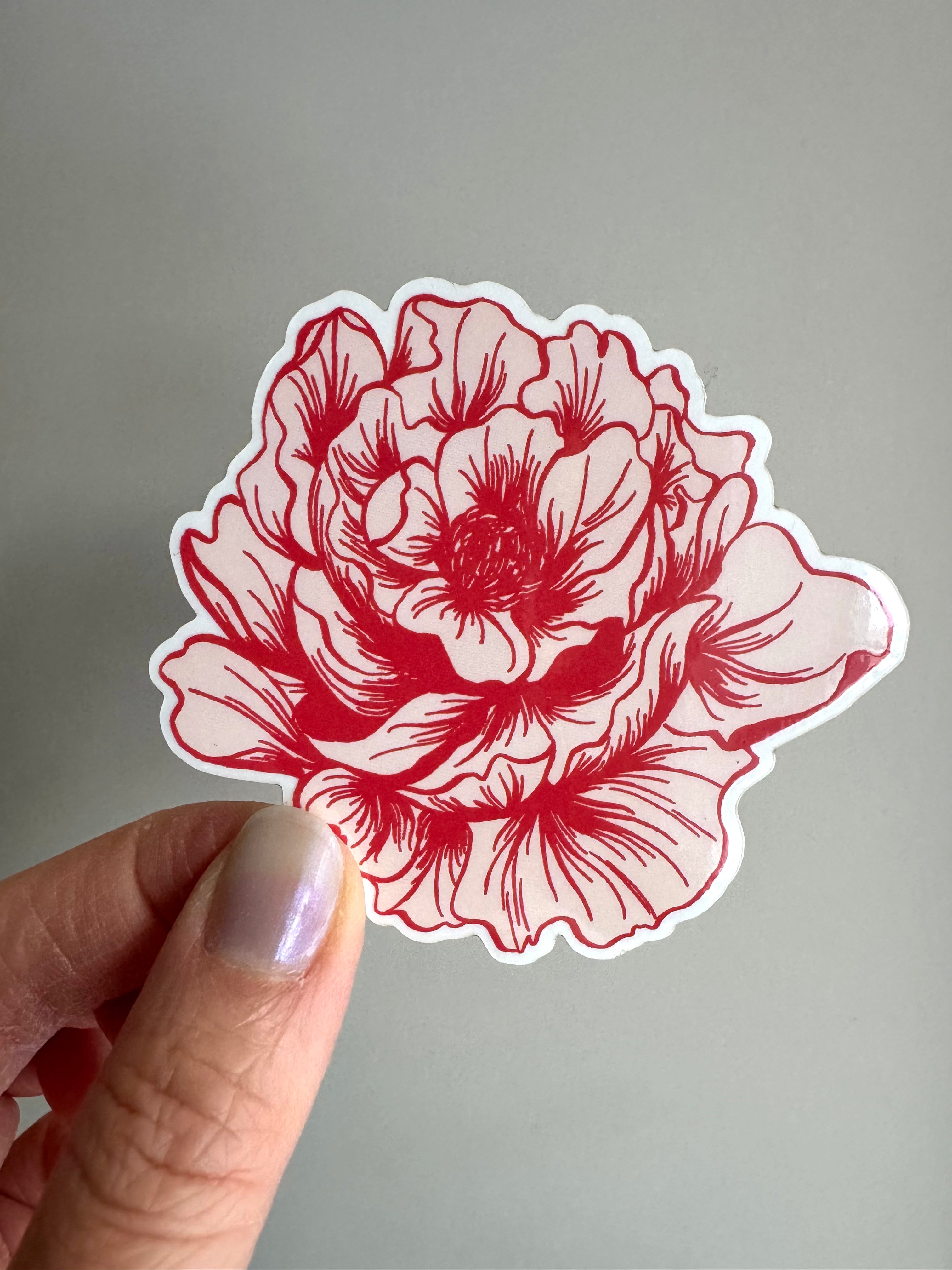 Peony Waterproof Vinyl Decal Sticker Pack of Two - Dear Daughters Design