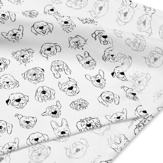 Puppy Smiles - Cute Dog Bandana - Printed Hand-Drawn Sketches