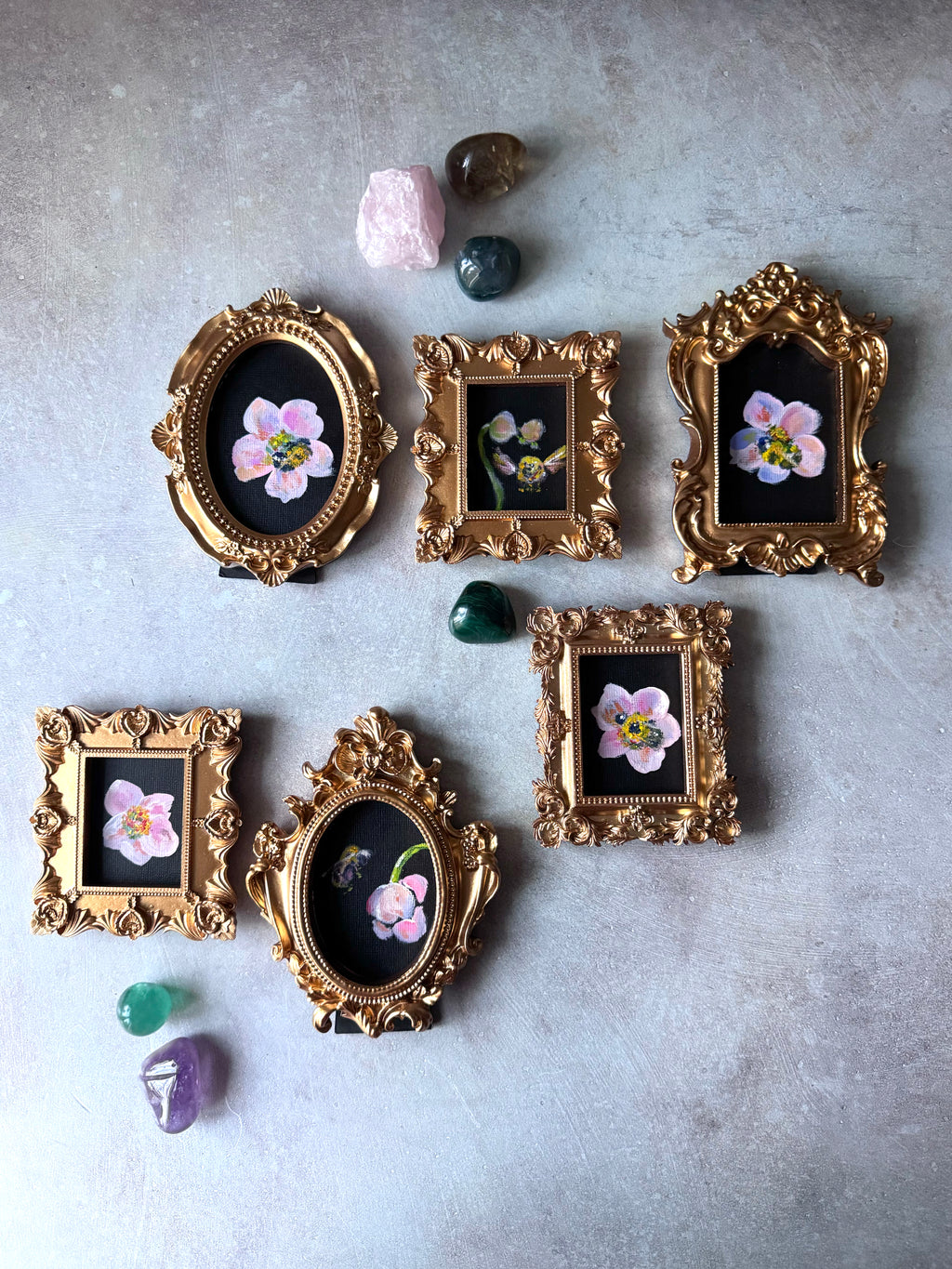 SOLD - Tiny Treasures Collection - Colony II, #1 of 6 Bumblebees & Anemones