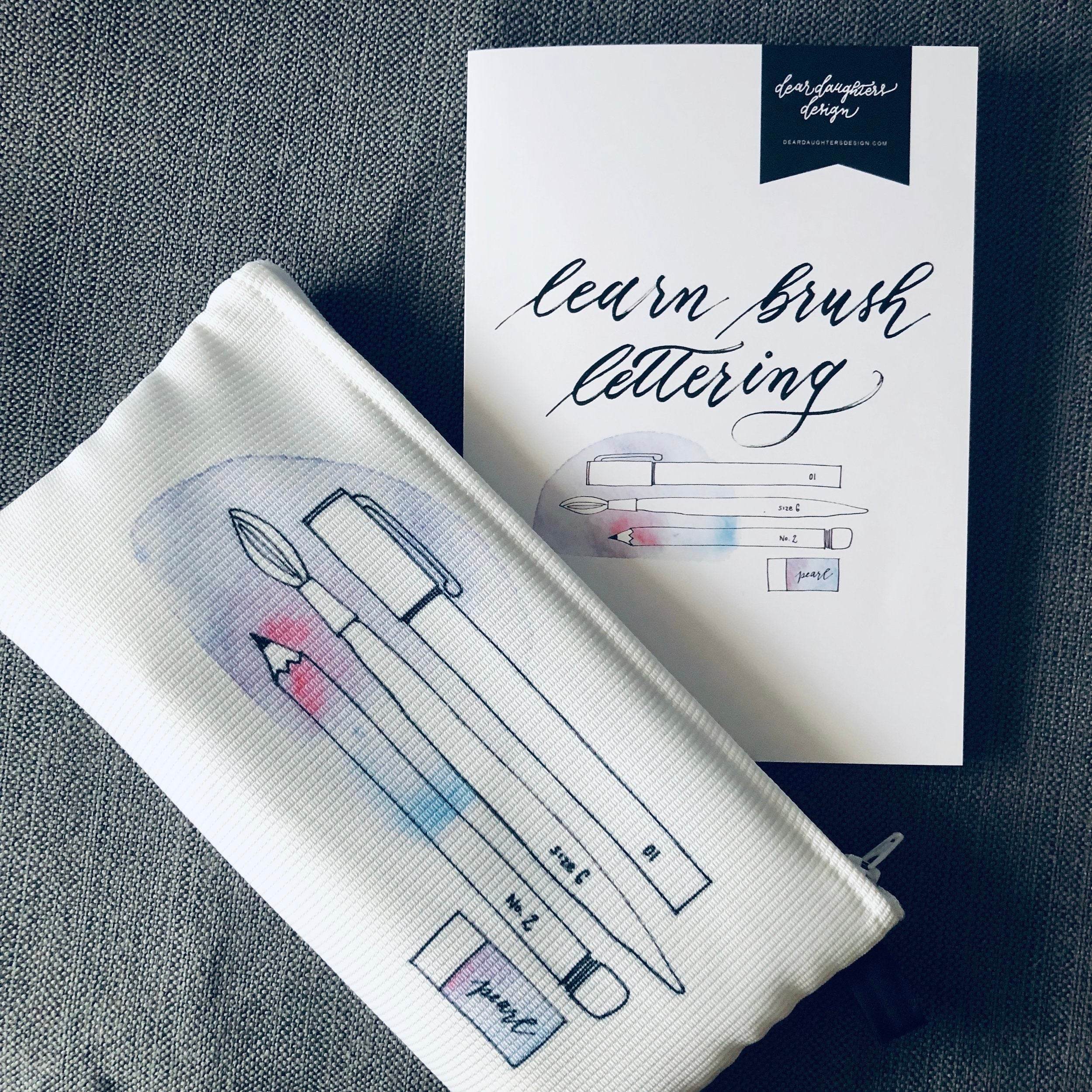 Learn Modern Brush Calligraphy Kit & Pencil Case - Dear Daughters Design