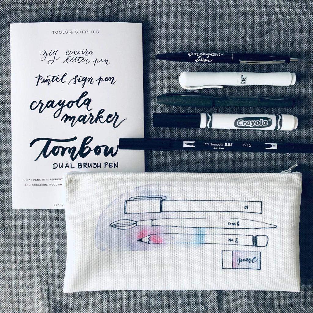 Learn Modern Brush Calligraphy Kit & Pencil Case - Dear Daughters Design