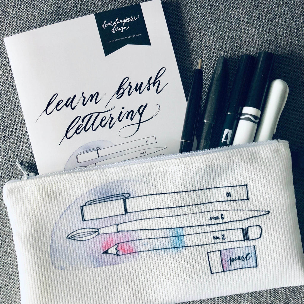 Learn Modern Brush Calligraphy Kit & Pencil Case - Dear Daughters Design