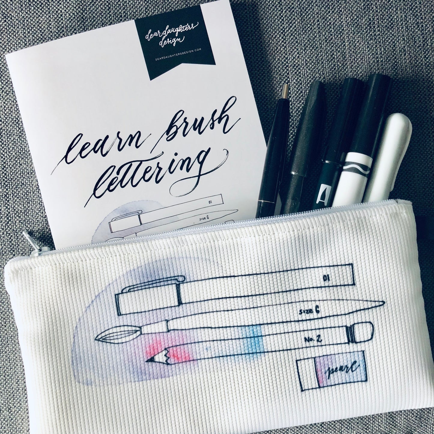 Learn Modern Brush Calligraphy Kit & Pencil Case