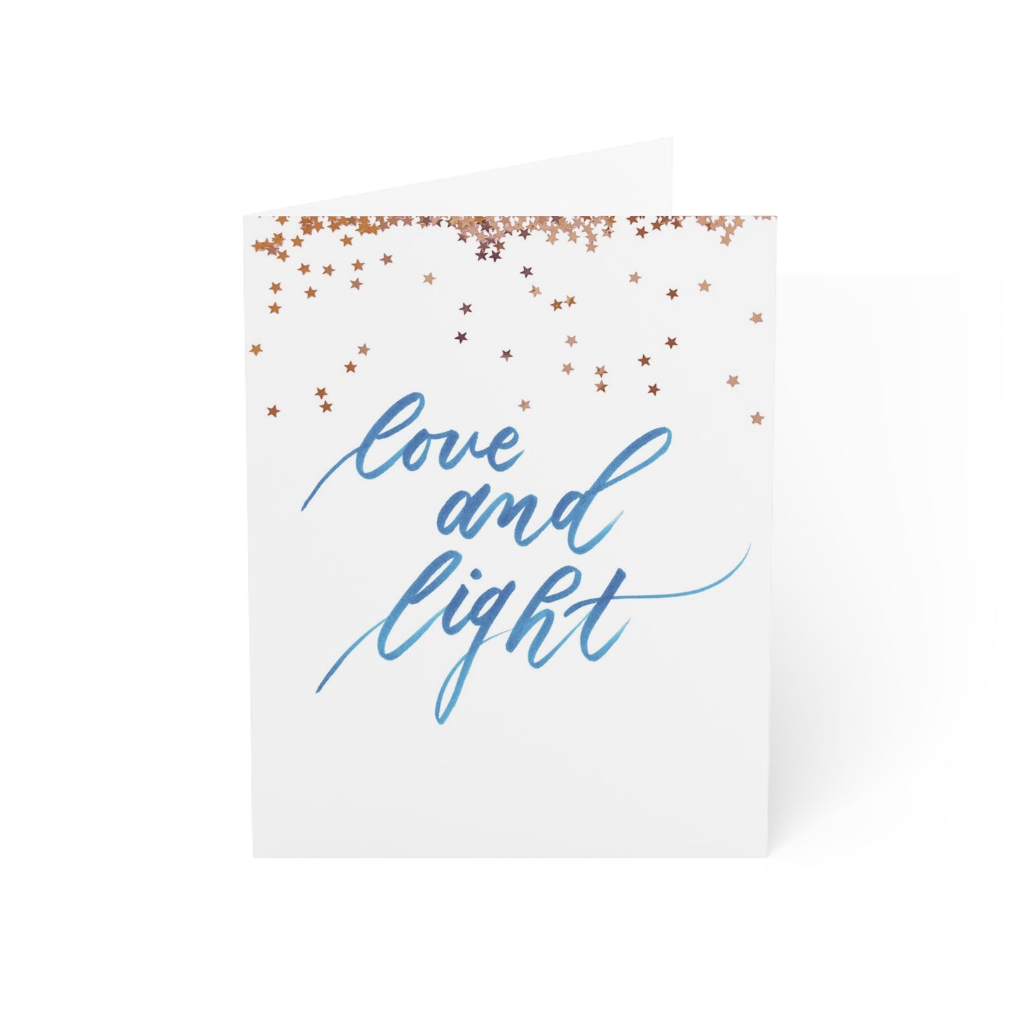 "Love and Light" Blue Brush Script Holiday Greeting Card - Holidays #3