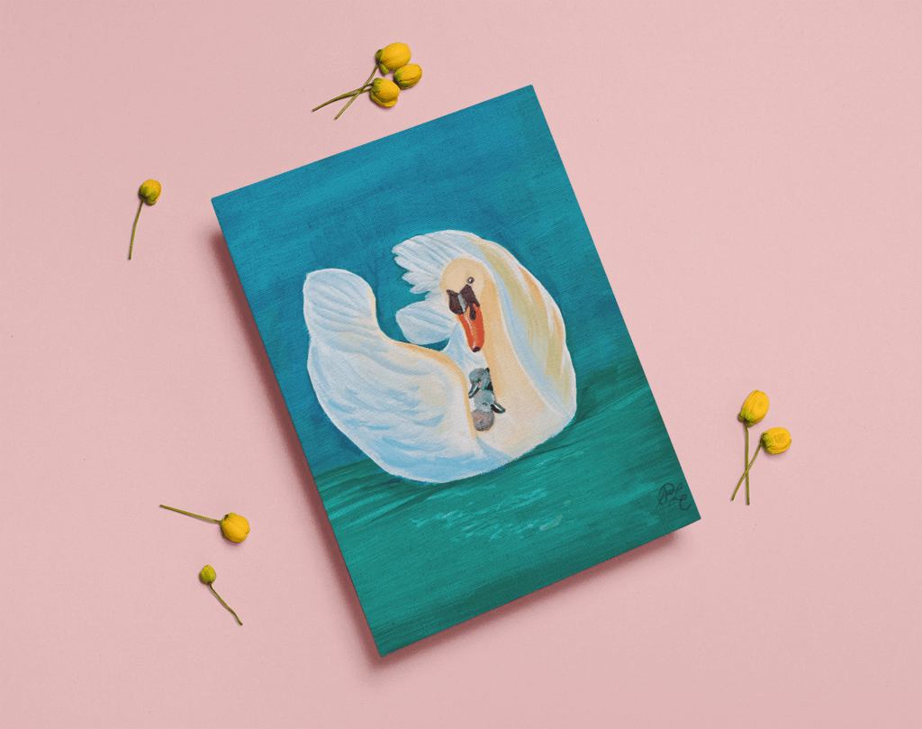 8x10 Print: Loving Gaze, Gentle Glide (Mother Swan) - Dear Daughters Design