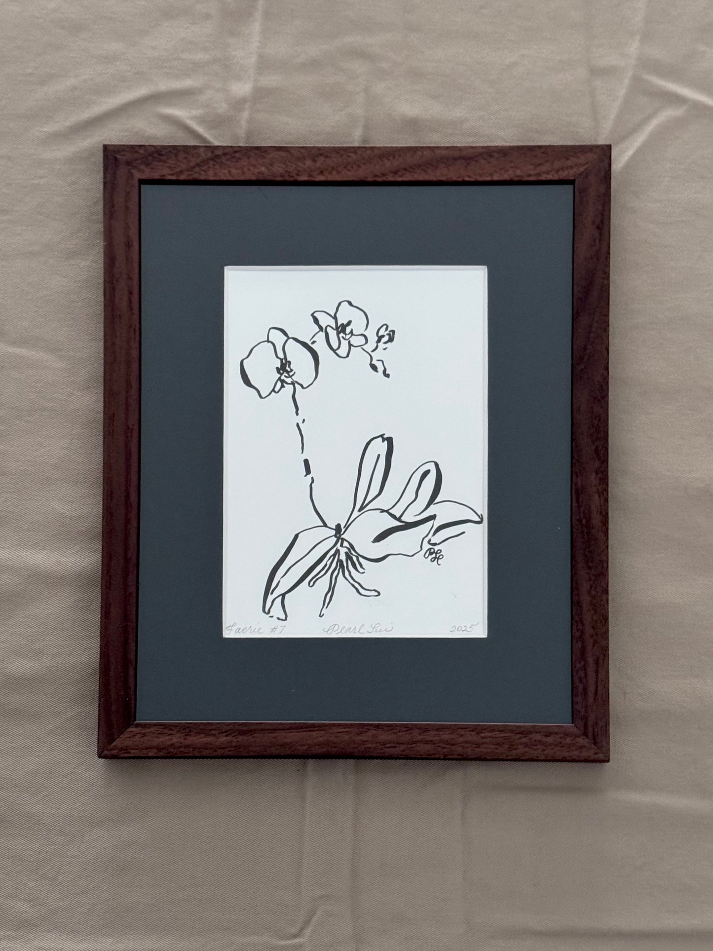 Faerie Orchid #7 - Original Ink on Bristol – Minimalist Botanical Art - Fine Art by NJ Artist