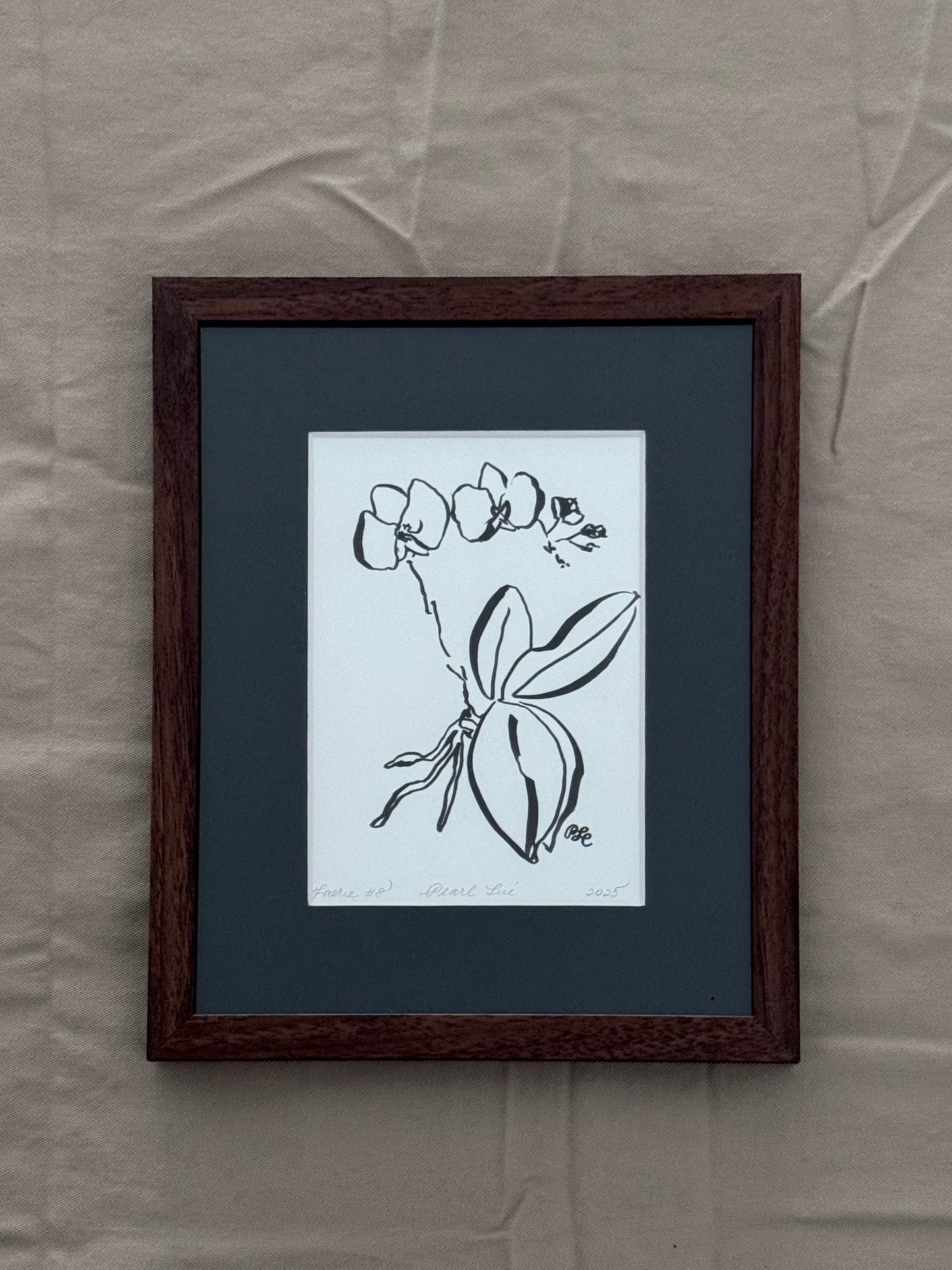 Faerie Orchid #8 - Original Ink on Bristol – Minimalist Botanical Art - Fine Art by NJ Artist