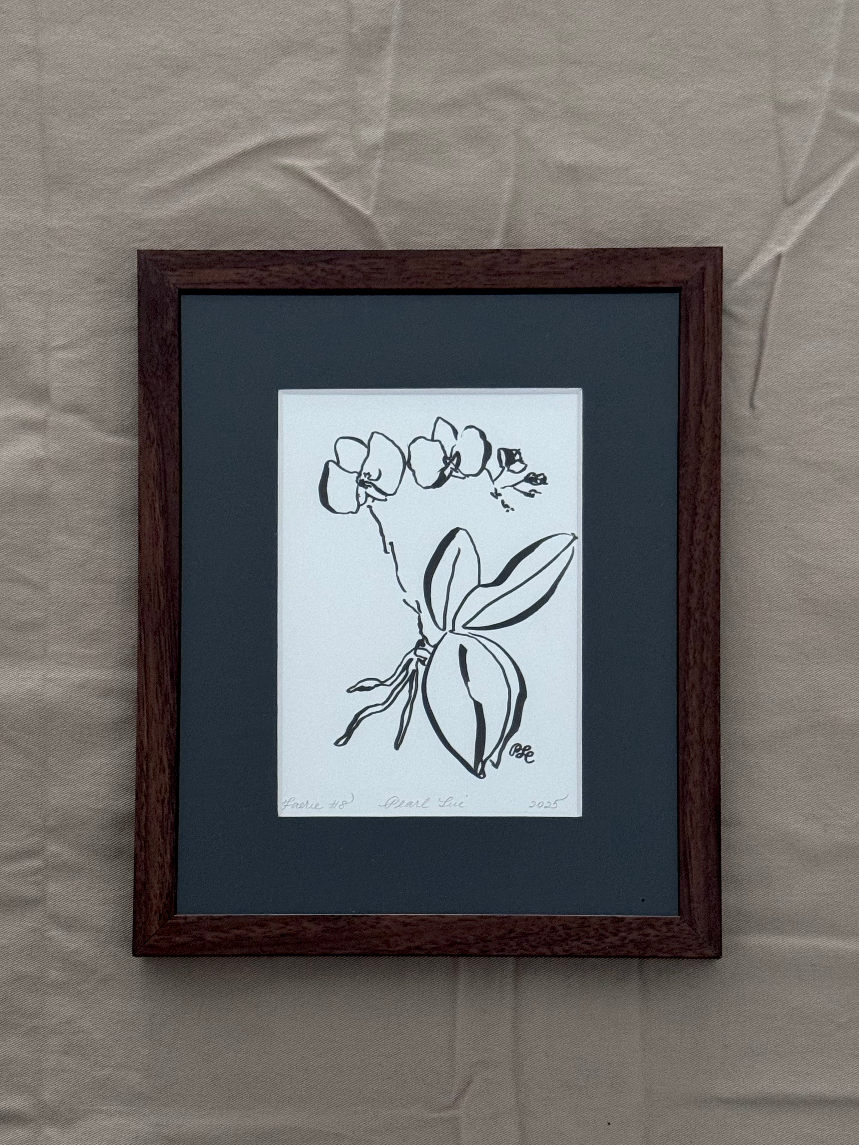 AVAILABLE - Faerie Orchid Collection #8 - Minimalist Botanical Art - Original Painting – Flora Fine Art by NJ Artist