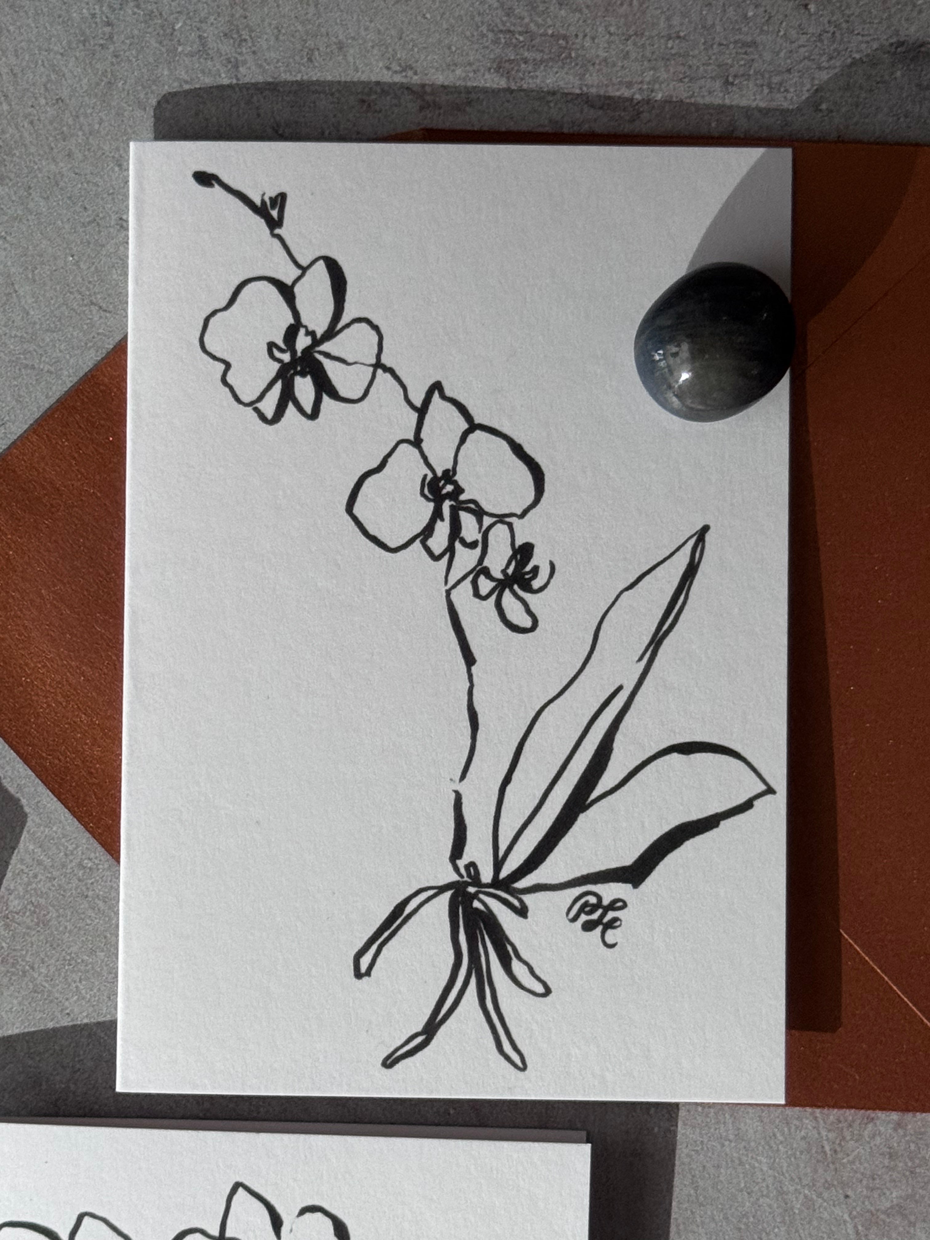 Greeting Card Set of 8 Small Note Cards - Faerie Orchids Collection