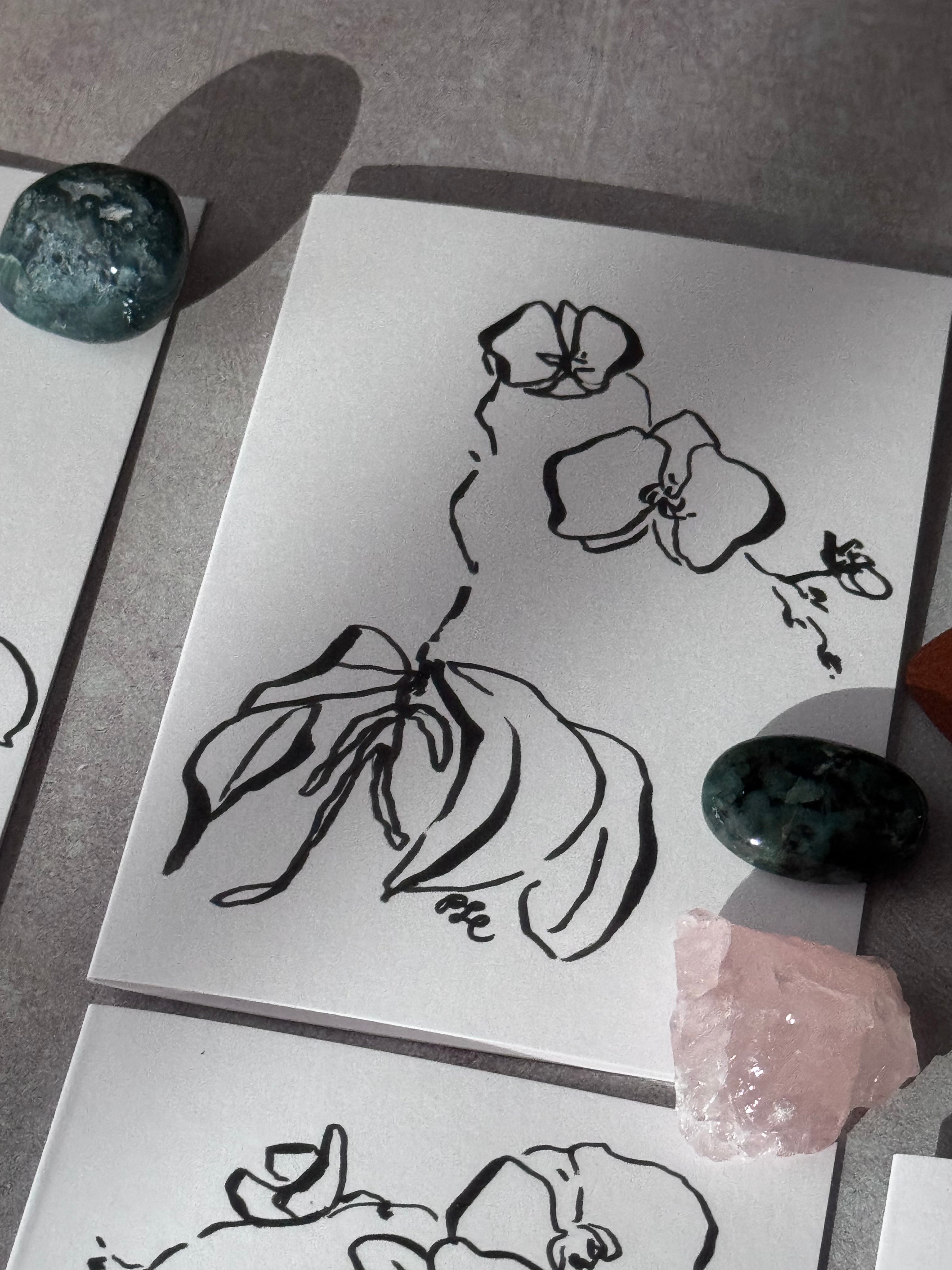 Greeting Card Set of 8 Small Note Cards - Faerie Orchids Collection