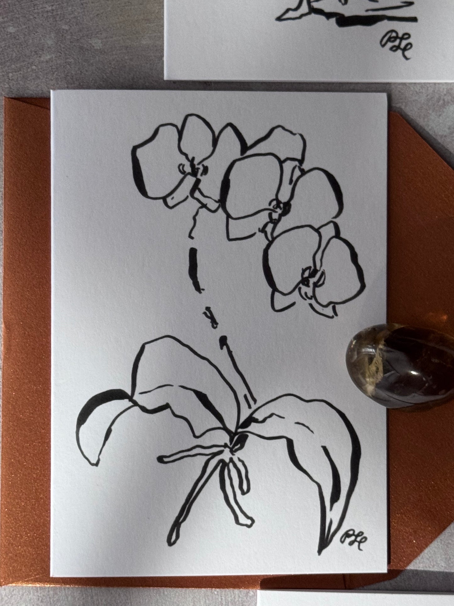 Greeting Card Set of 8 Small Note Cards - Faerie Orchids Collection