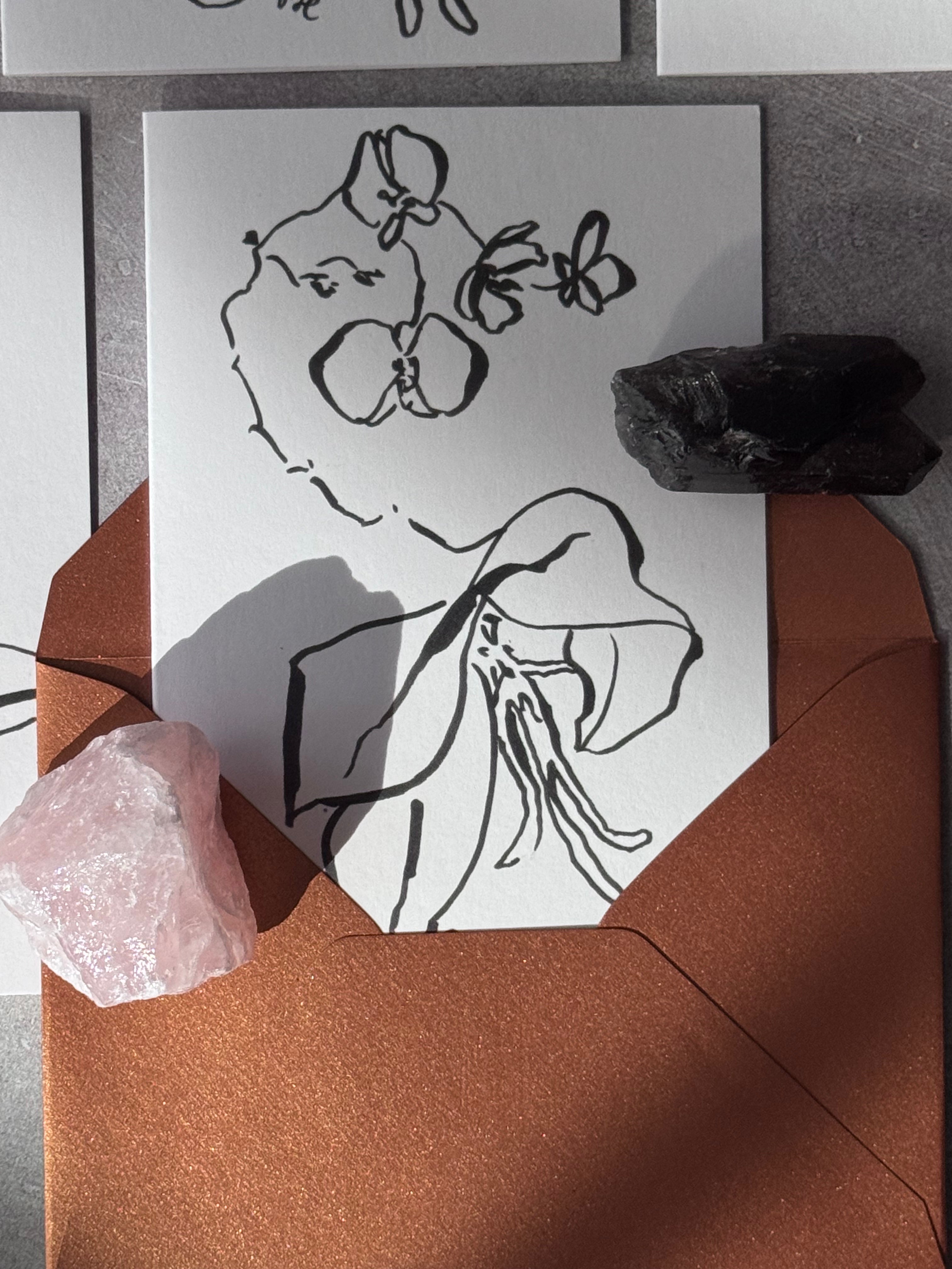 Greeting Card Set of 8 Small Note Cards - Faerie Orchids Collection