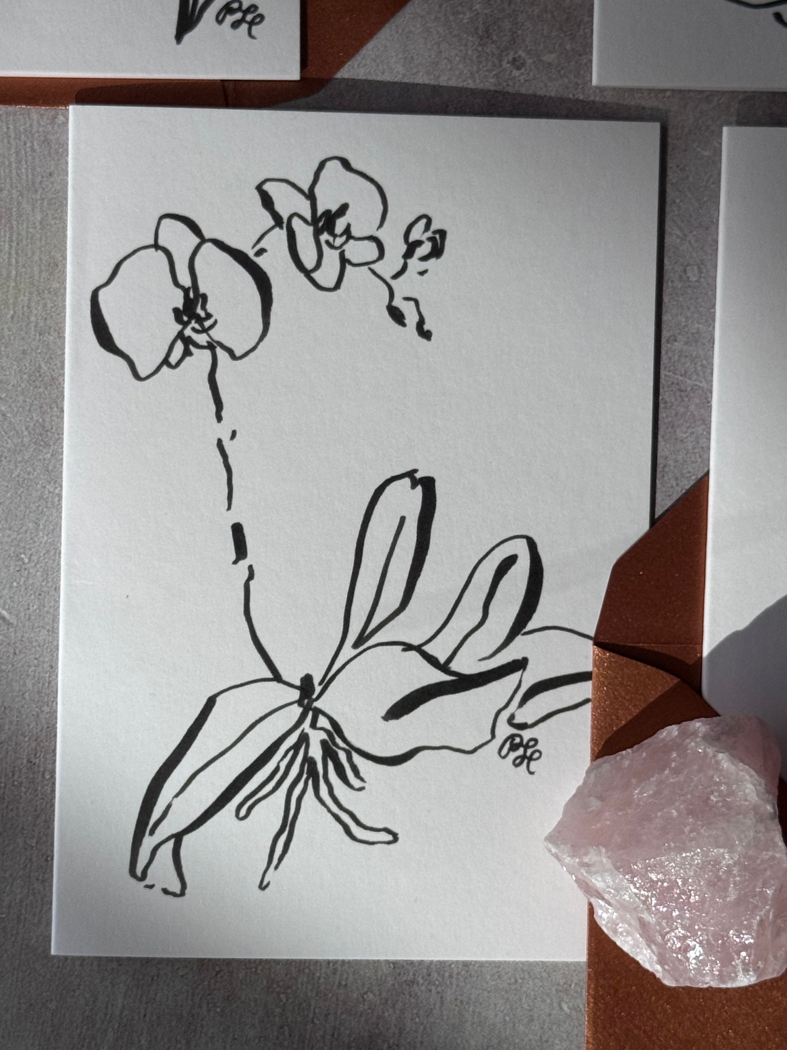 Greeting Card Set of 8 Small Note Cards - Faerie Orchids Collection