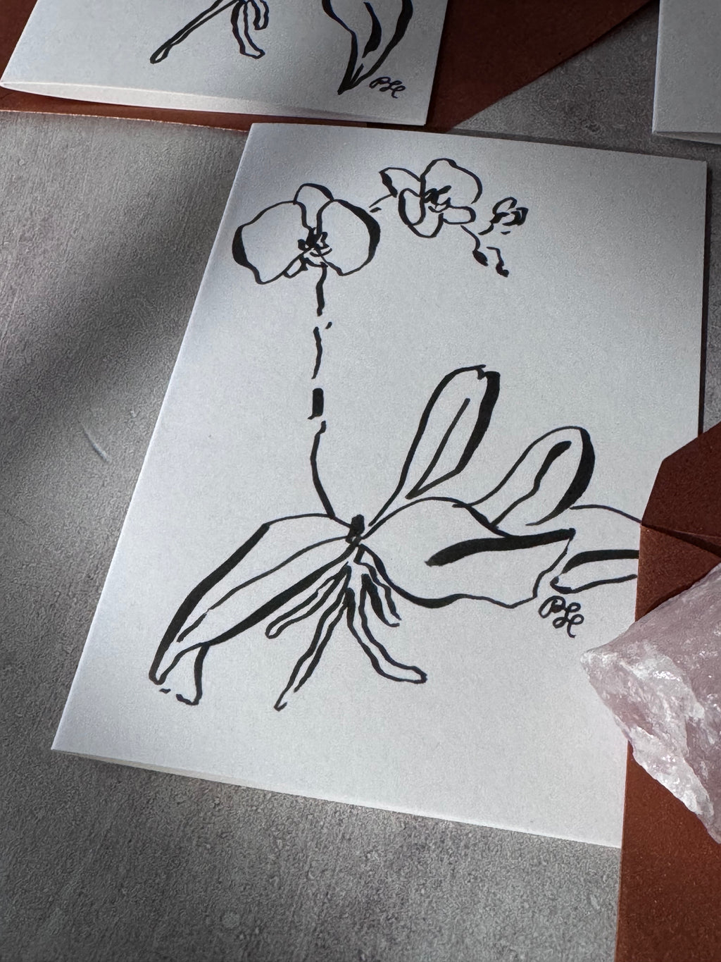 Greeting Card Set of 8 Small Note Cards - Faerie Orchids Collection