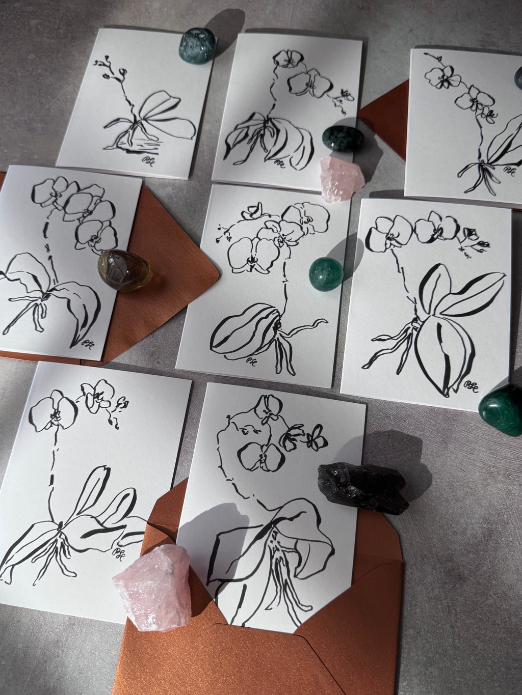 Greeting Card Set of 8 Small Note Cards - Faerie Orchids Collection