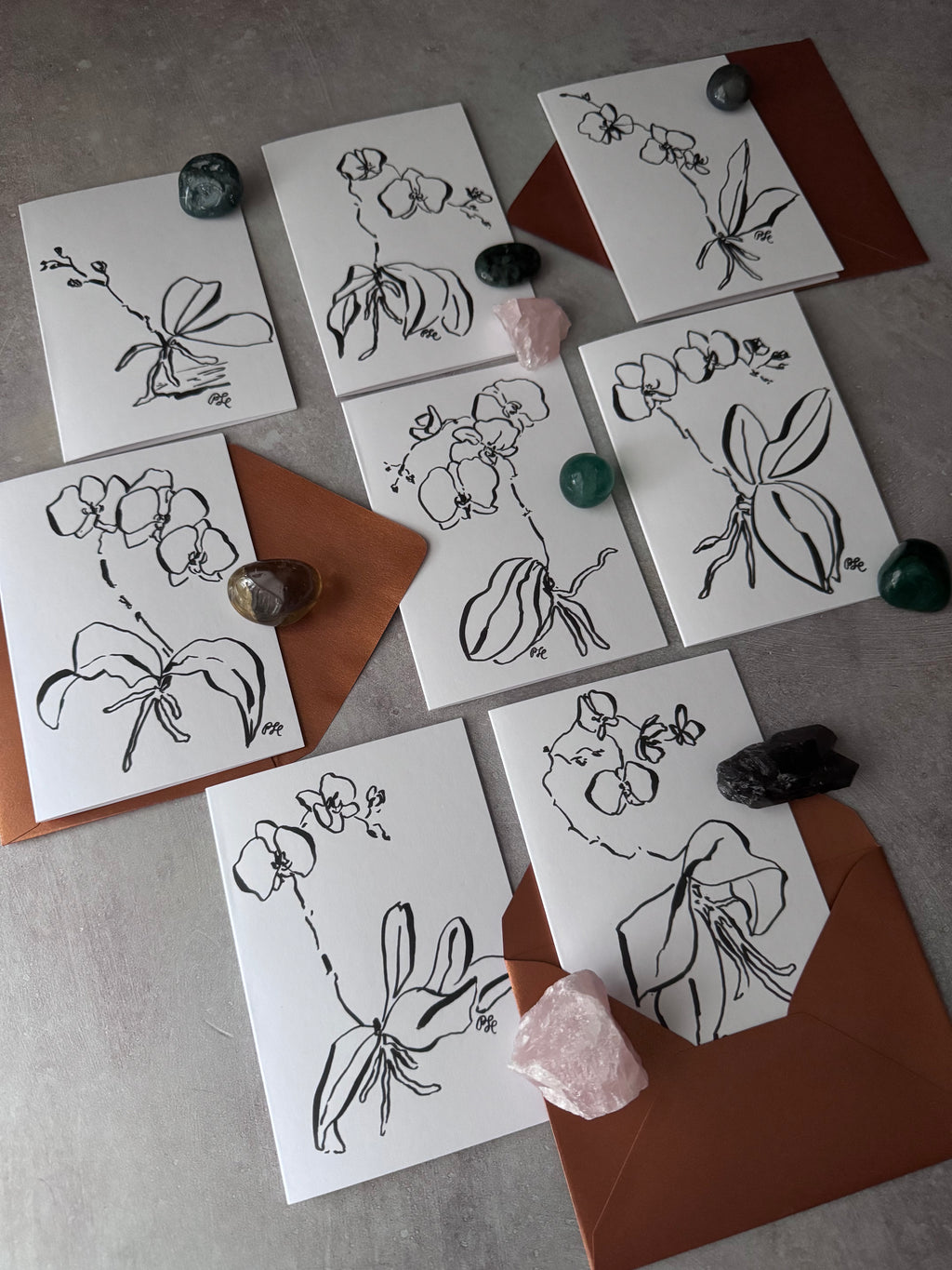 Greeting Card Set of 8 Small Note Cards - Faerie Orchids Collection