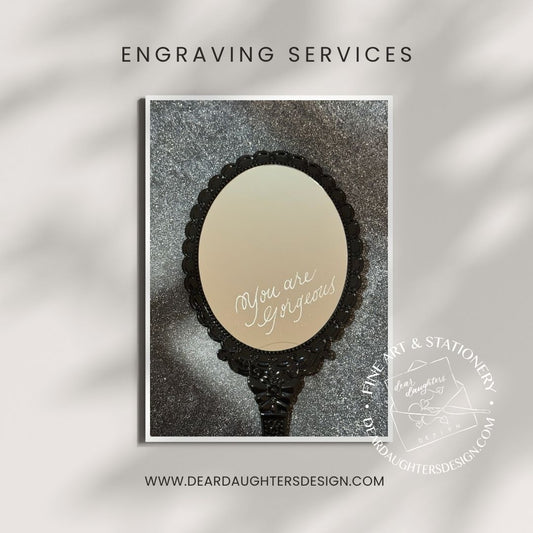 Personalized Engraving Service on Mirror: Custom Name, Message on Gift