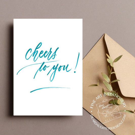 "Cheers to you!" Turquoise Thank You Greeting Card - Gratitude #07