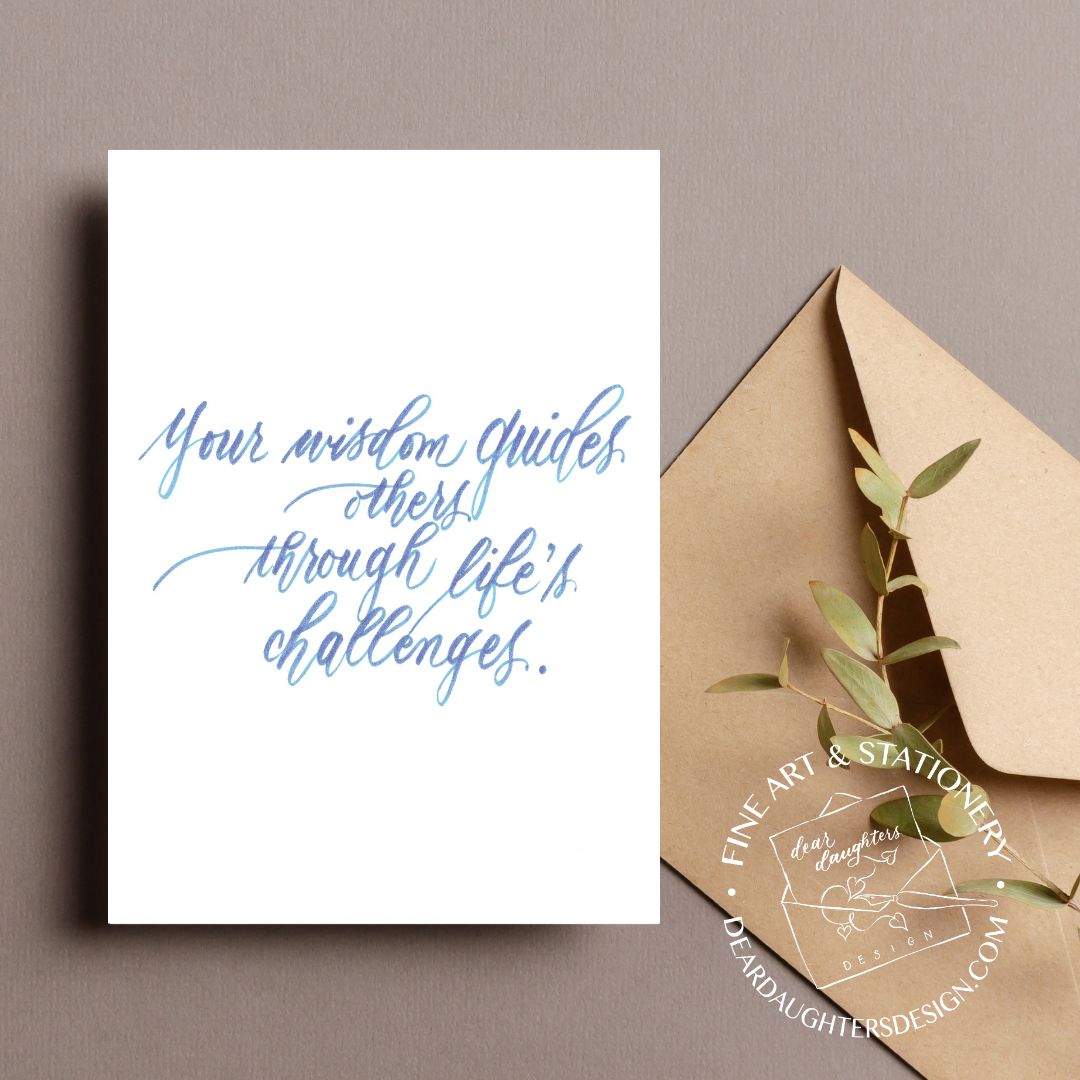 "Your wisdom guides others through life's challenges" Periwinkle Thank You Greeting Card - Gratitude #10