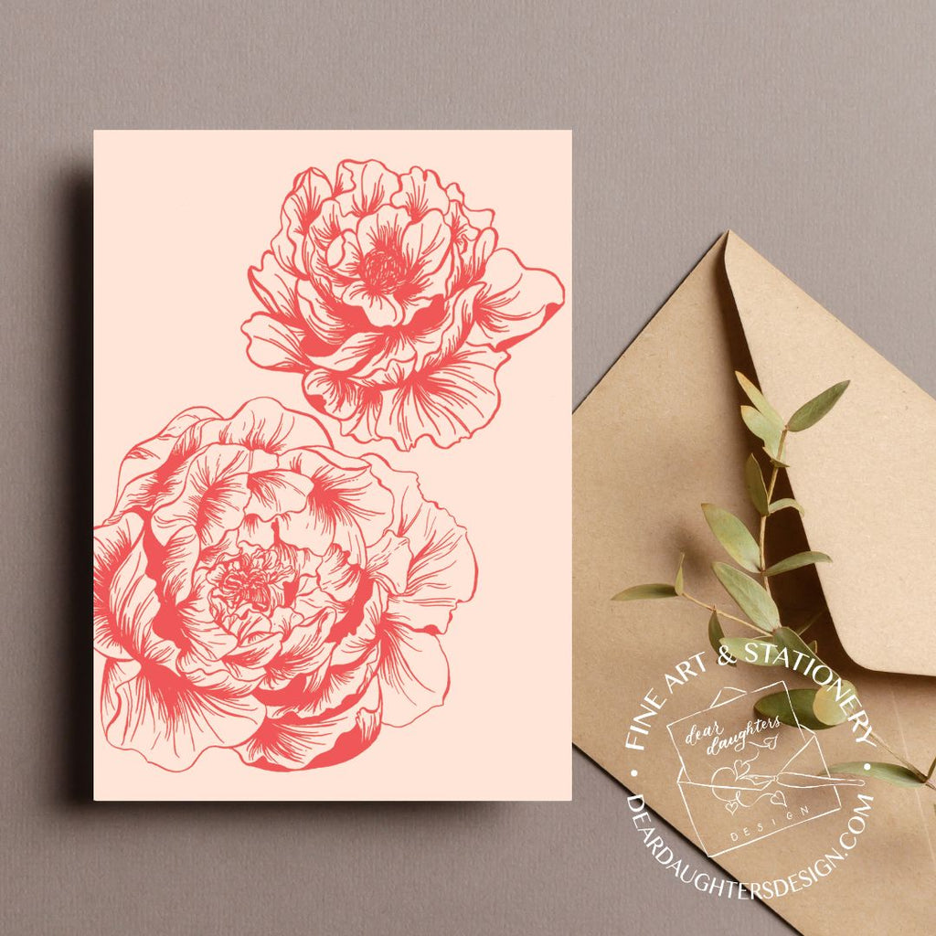 Double Peony Greeting Card