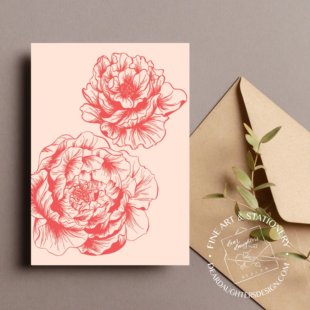 Double Peony Greeting Card