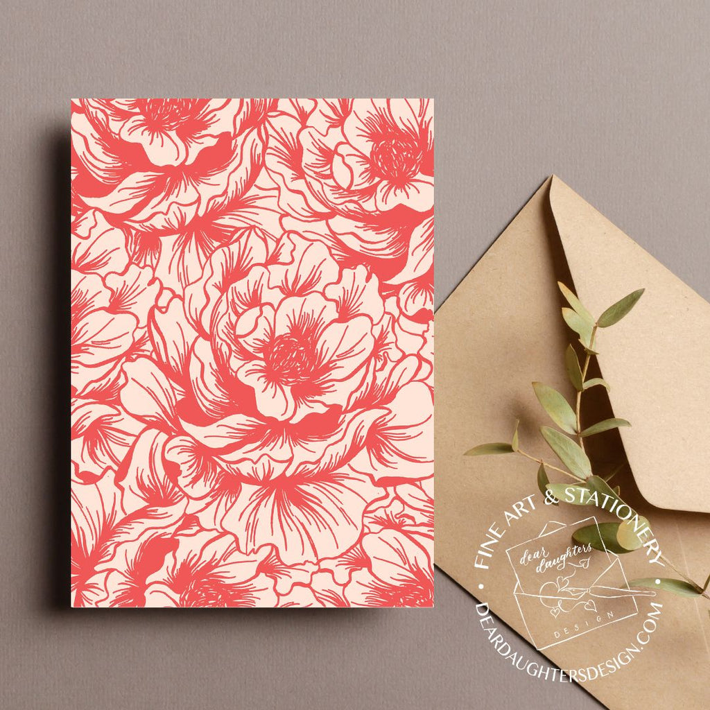 Peony Toile Greeting Card