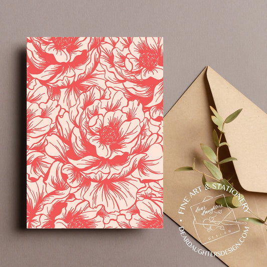 Peony Toile Greeting Card