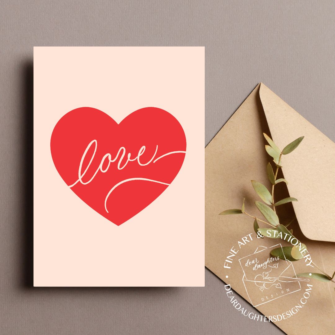 Love Script Heart Greeting Card