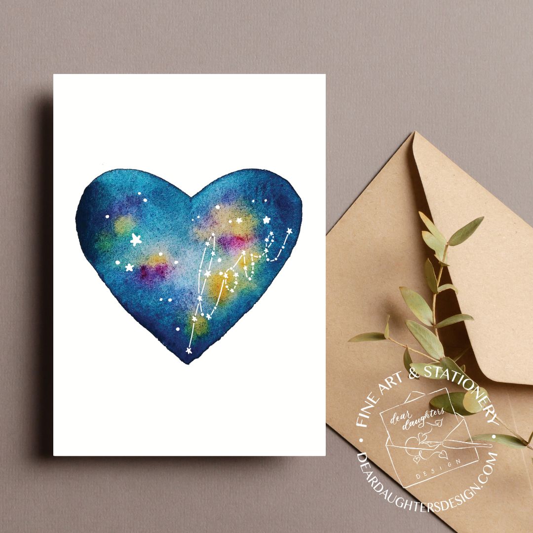 Eternal Love Watercolor Heart Galaxy Unique Celestial Astronomy Greeting Card