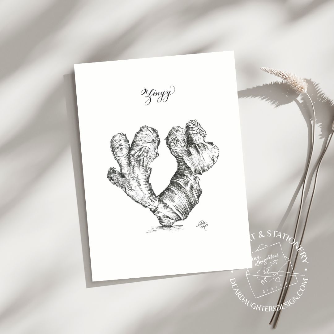 "Zingy" Ginger Botanical Art Greeting Card