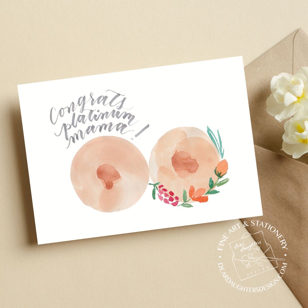Platinum Breastfeeding Award Card - Congrats Platinum Mama Two Years Breastfeeding - Peach
