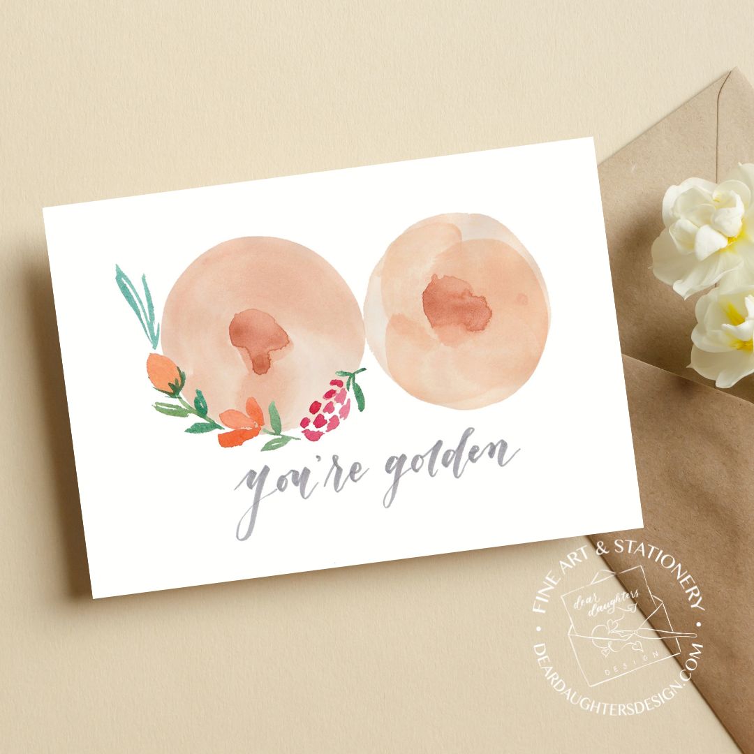 You're Golden One Year Breastfeeding Peach Card - Congrats Mama Celebrate Breastfeeding Card
