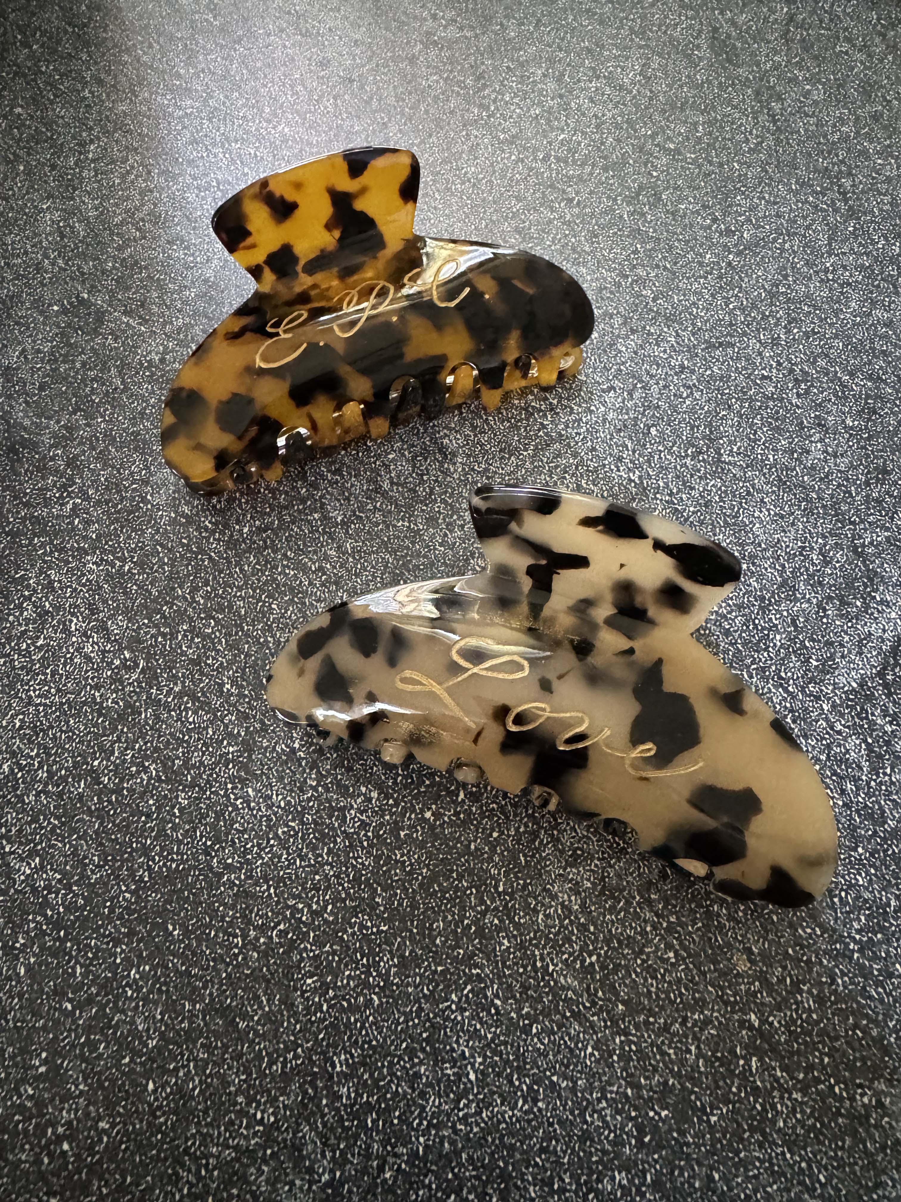 Personalized Engraved Hair Clip: Custom Light Tortoiseshell Claw Clip