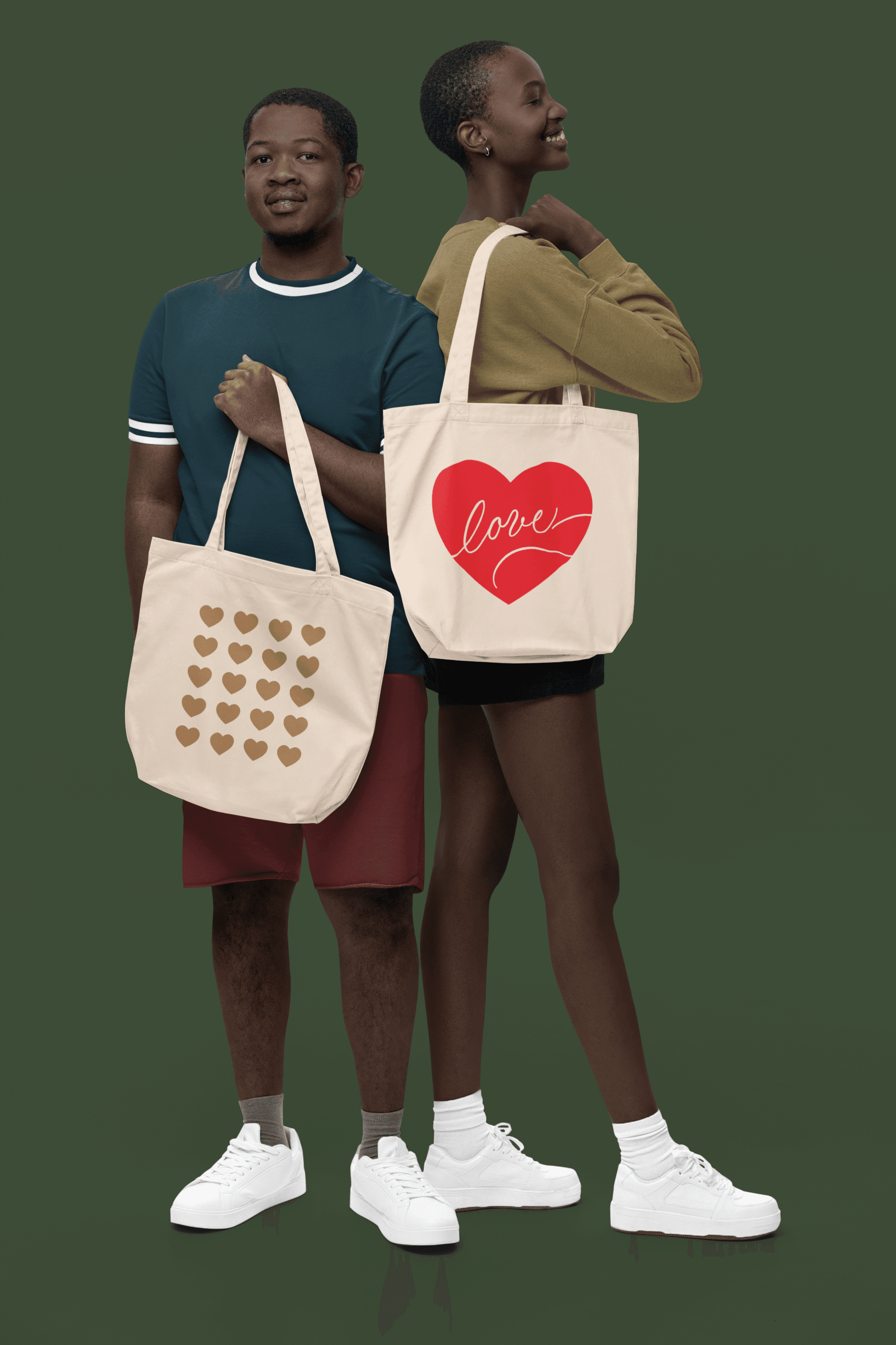 Love Script in Red Heart Tote Bag - Dear Daughters Design