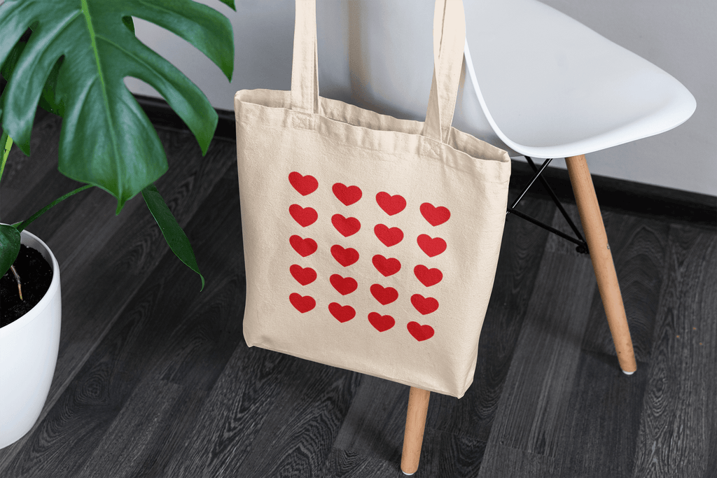 Red Hearts Eco Tote Bag - Dear Daughters Design