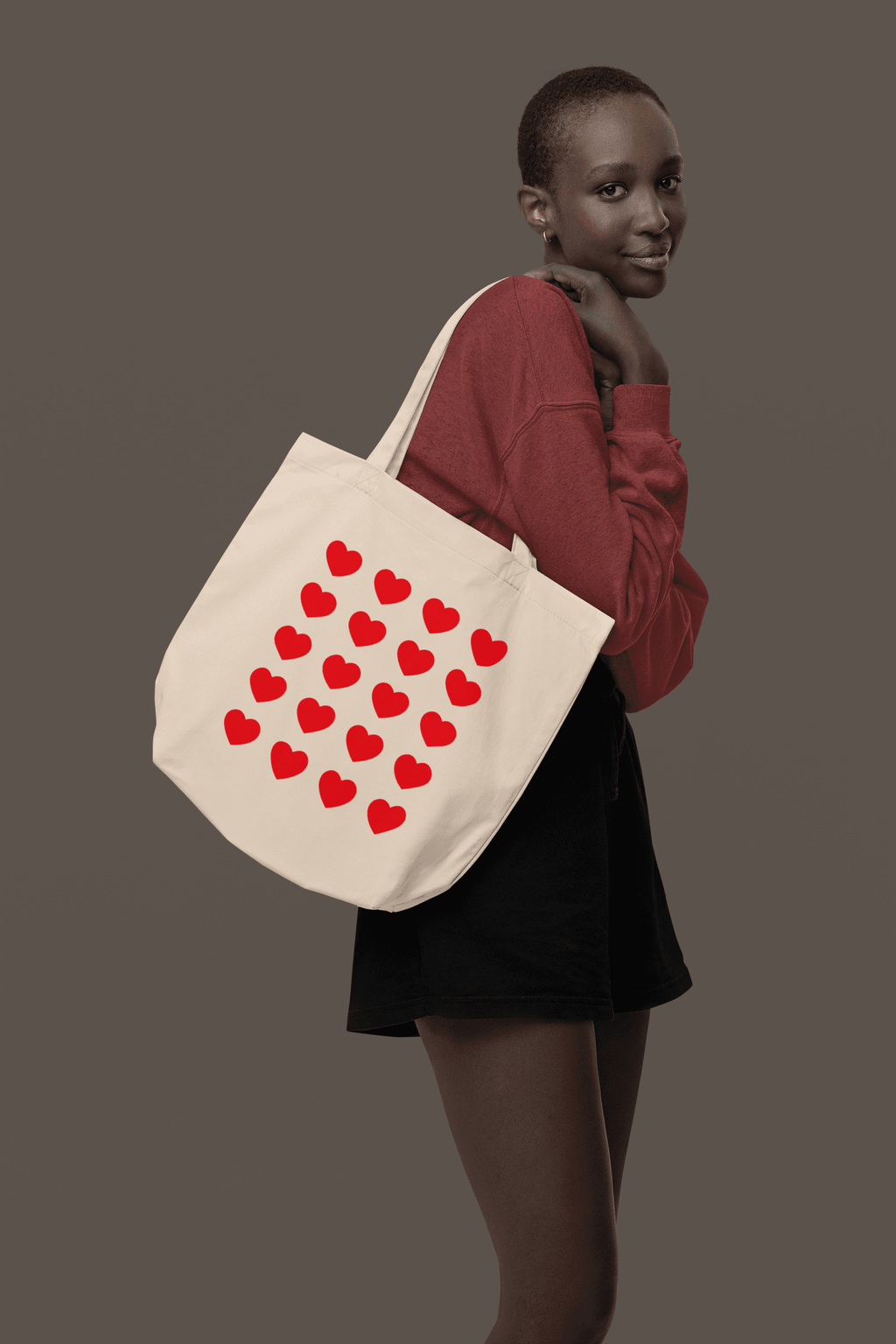 Red Hearts Eco Tote Bag - Dear Daughters Design