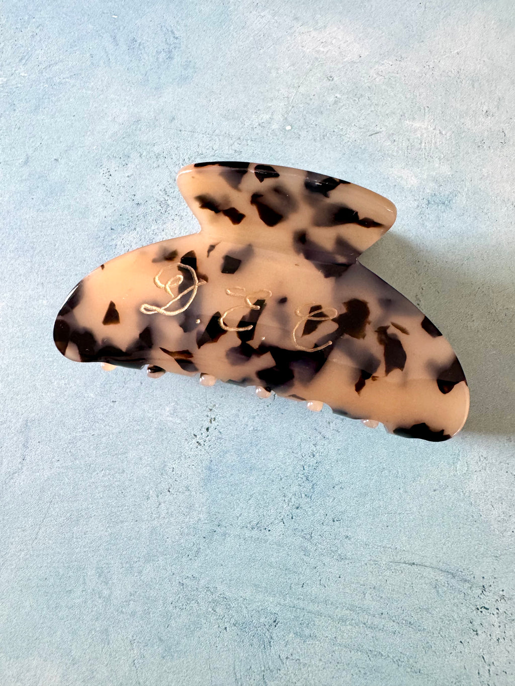 Personalized Engraved Hair Clip: Light Tortoiseshell Claw Clip & Comb Gift Set