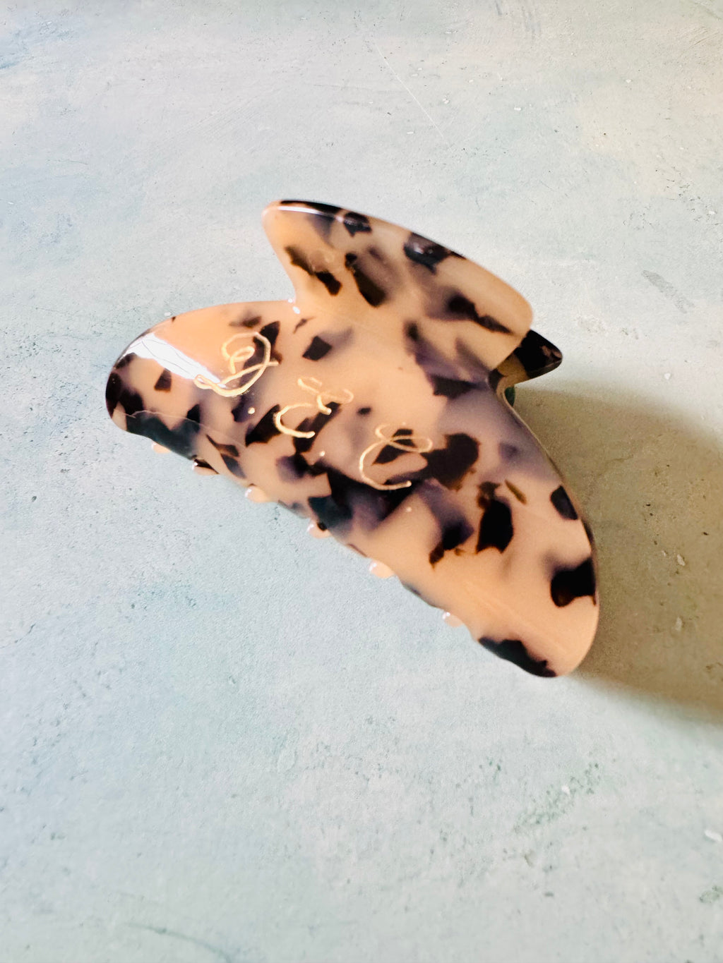 Personalized Engraved Hair Clip: Light Tortoiseshell Claw Clip & Comb Gift Set