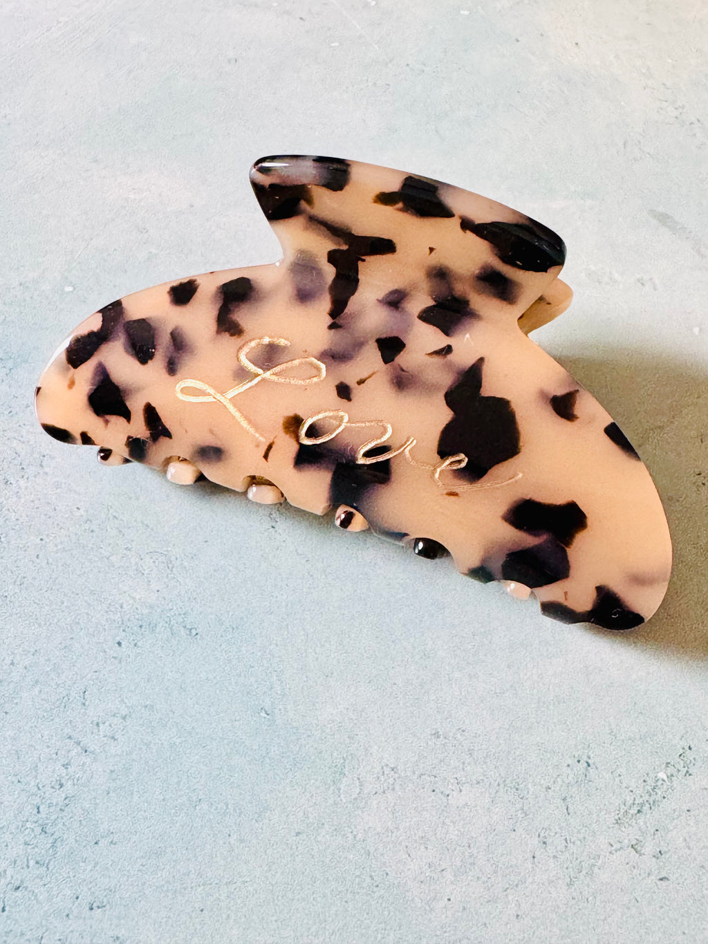 Personalized Engraved Hair Clip: Custom Light Tortoiseshell Claw Clip